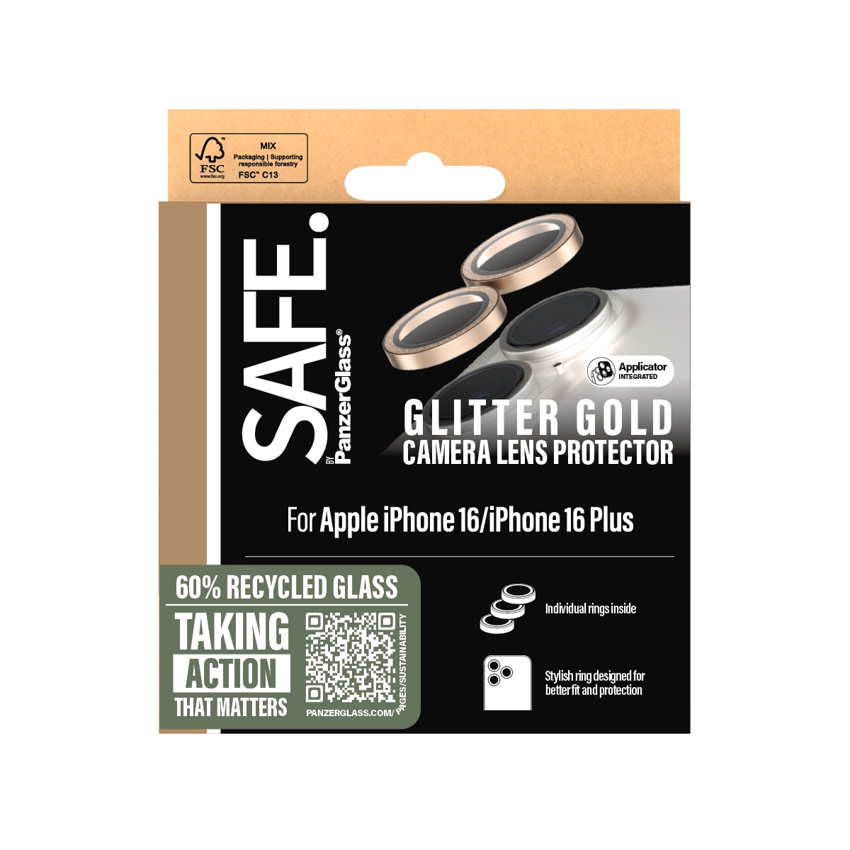 SAFE by PanzerGlass Kameraschutzglas »Camera Lens Protection«, für Apple iPhone 16-Apple iPhone 16 Plus, Kameraschutz, Schutzglas, Linsenschutz, kratz- & stoßfest