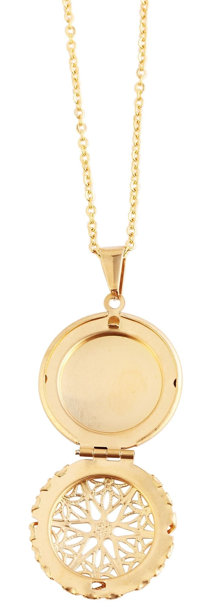 Adelia´s Gliederkette »Damen Halskette ¿ Ankerkette Medaillon aus Edelstahl 43 cm«