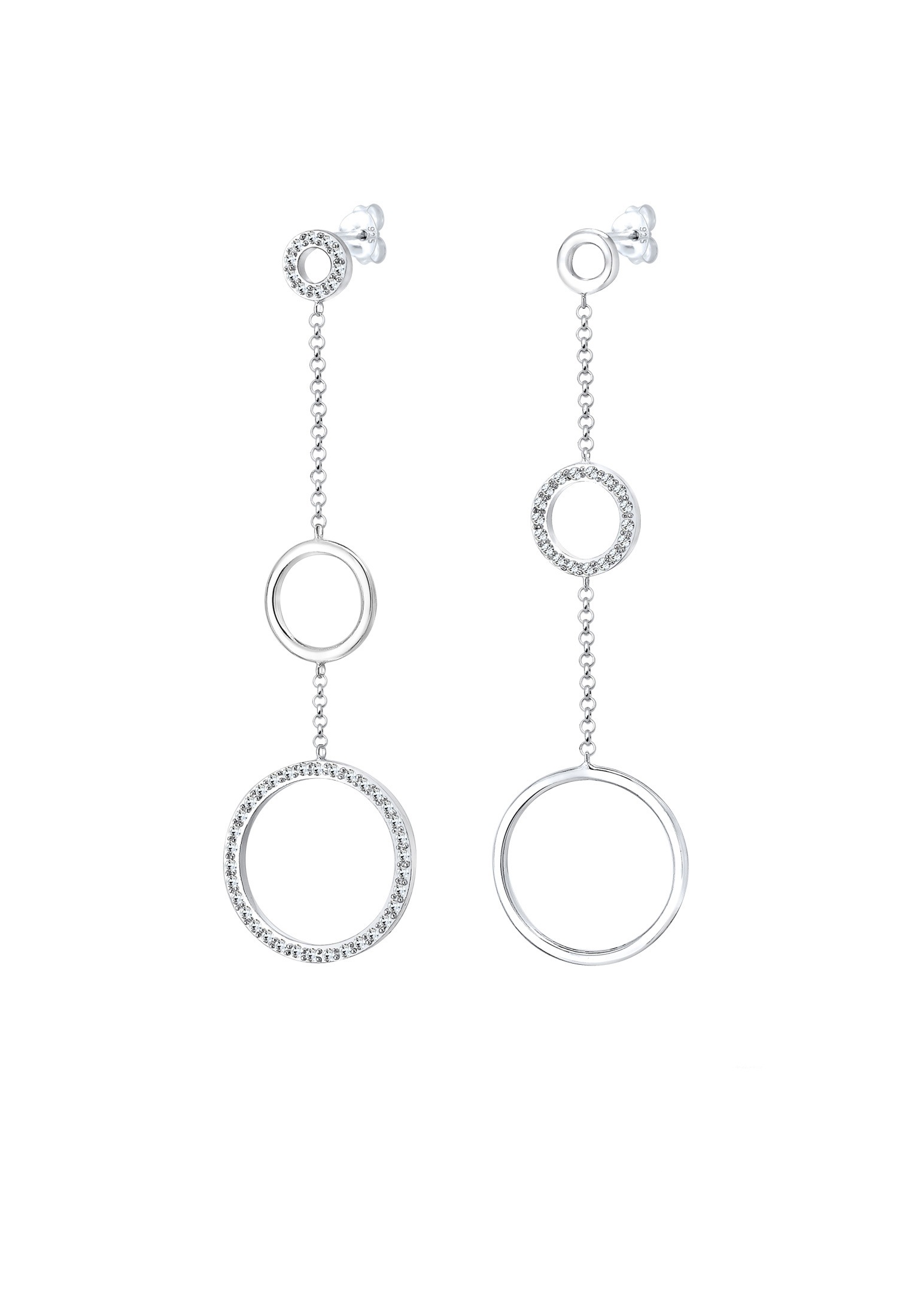 Elli Premium Paar Ohrhänger »Ohrringe Ohrhänger lang Kreis Glas Kristalle Weiß 925 Sterling Silver«