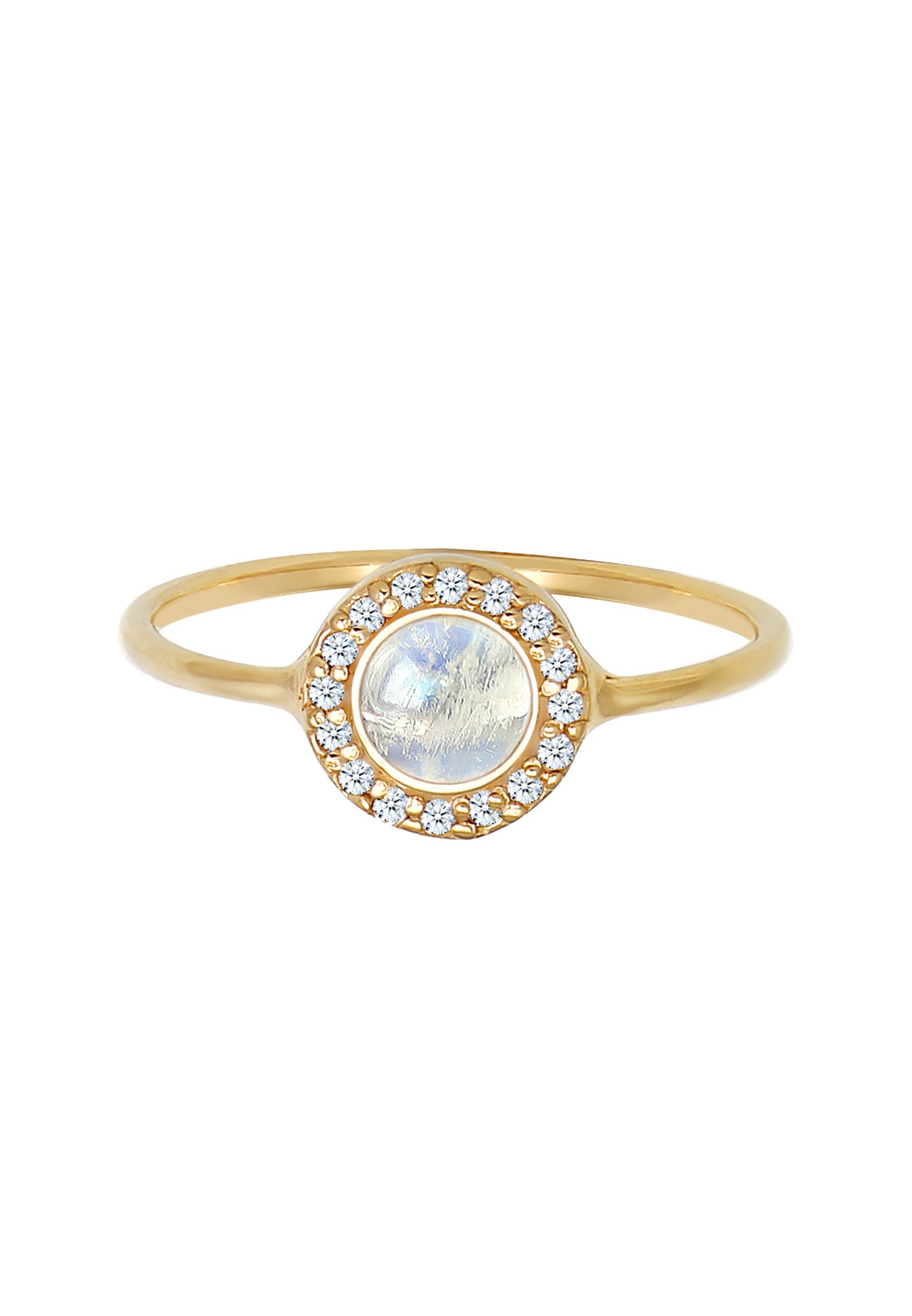 Elli DIAMONDS Silberring »Ring Mondstein Diamant Weiß Brillantschliff (0.016ct) 585 Gelbgold«
