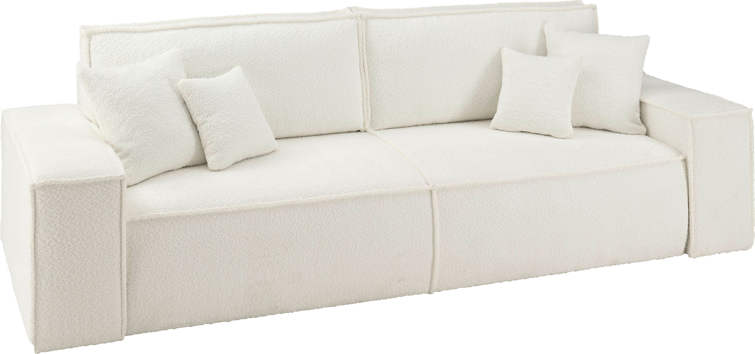 andas 3-Sitzer »FINNLEY Schlafsofa 257 cm, Schlaffunktion mit Bettkasten (200/136cm)«, in Aqua Clean-Bouclé, Struktur fein u. Cord