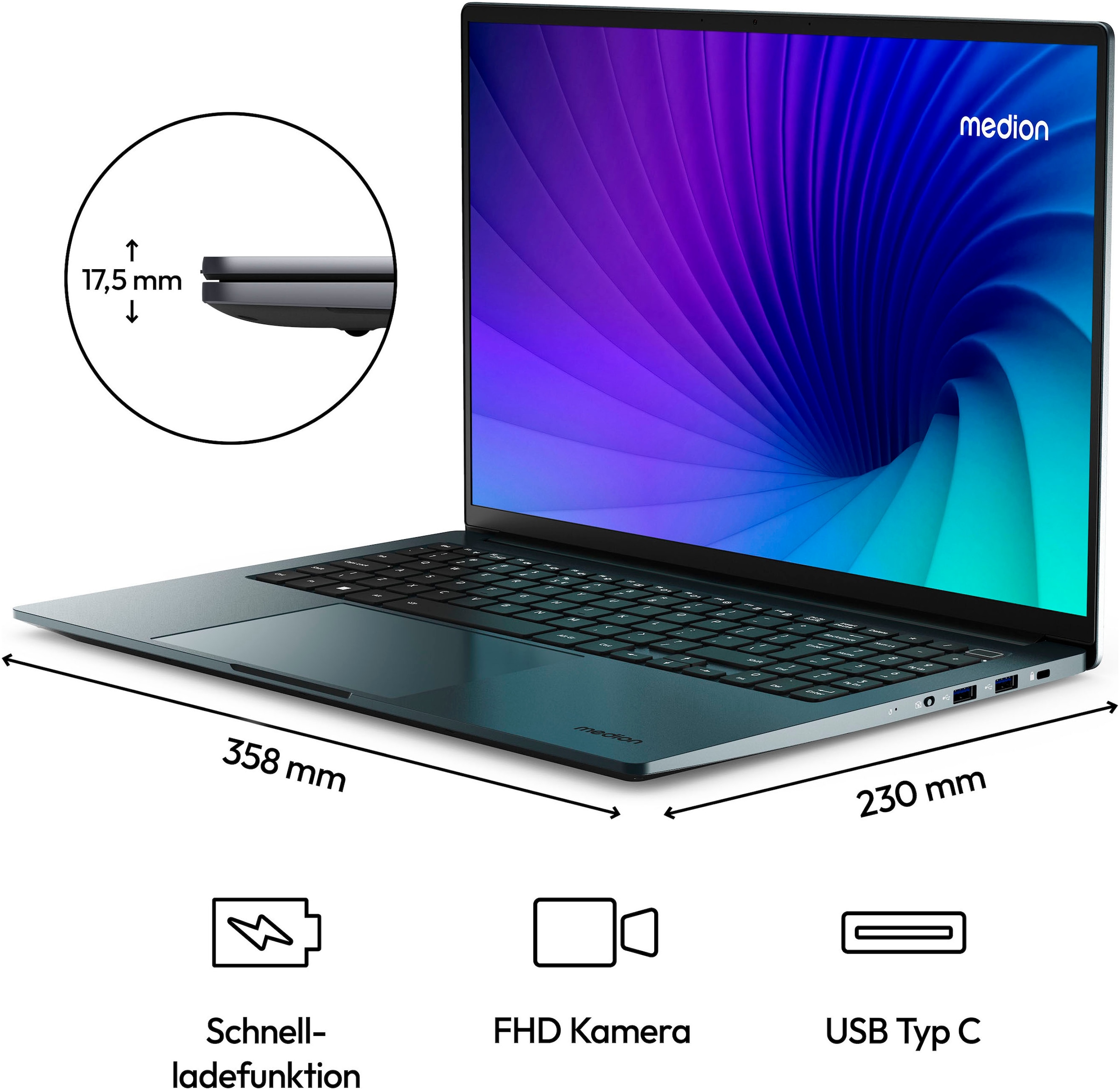 Medion® Notebook »E15223 (MD62644)«, 39,6 cm, / 15,6 Zoll, Intel, Celeron, UHD Graphics, 128 GB SSD