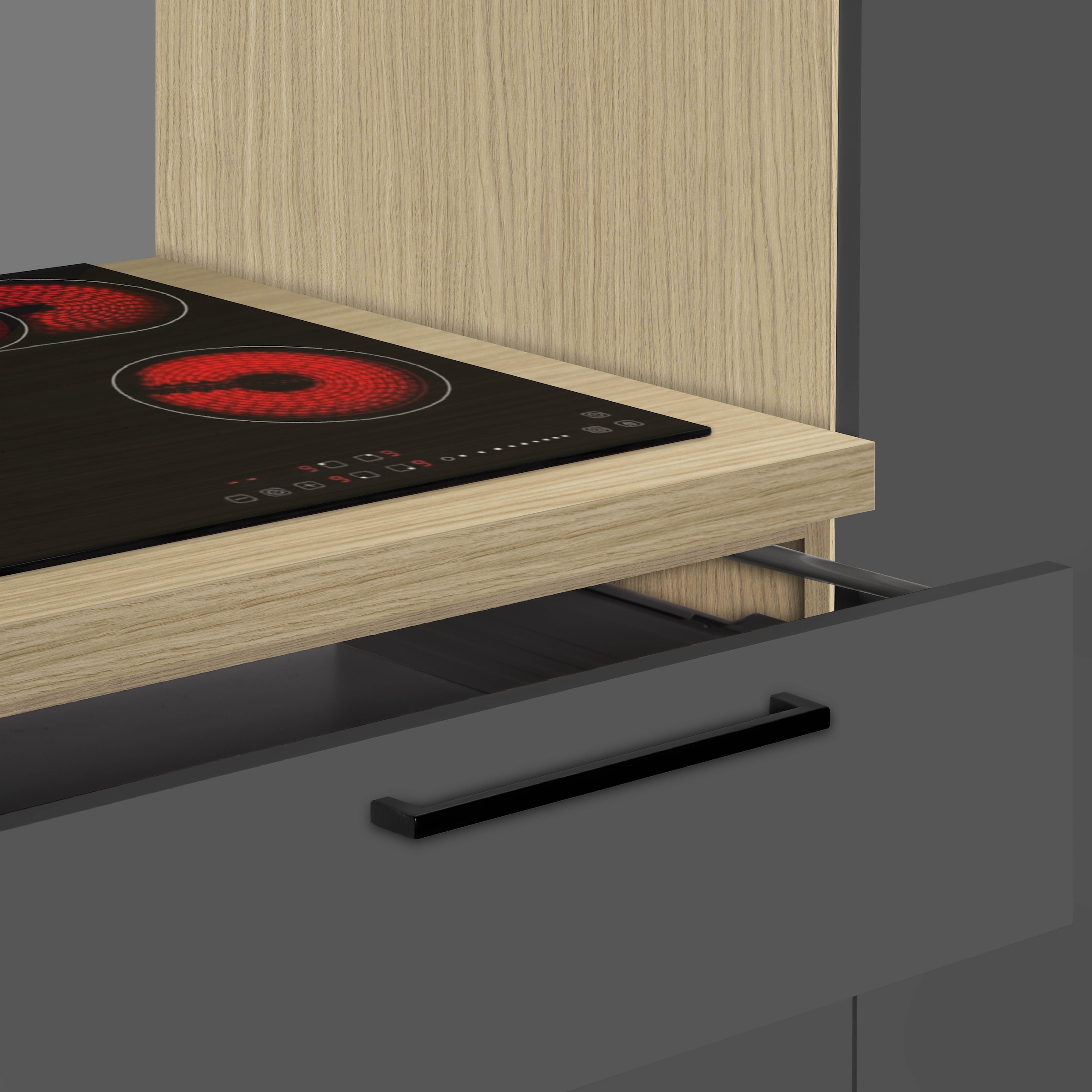 KOCHSTATION Küchenzeile »Luna, Einbauküche, Zeilenküche, mit Soft-Close Funktion, Made in Italy« Breite 300 cm ohne E-Geräte, mit Spüle+Siphon und Aufsatz