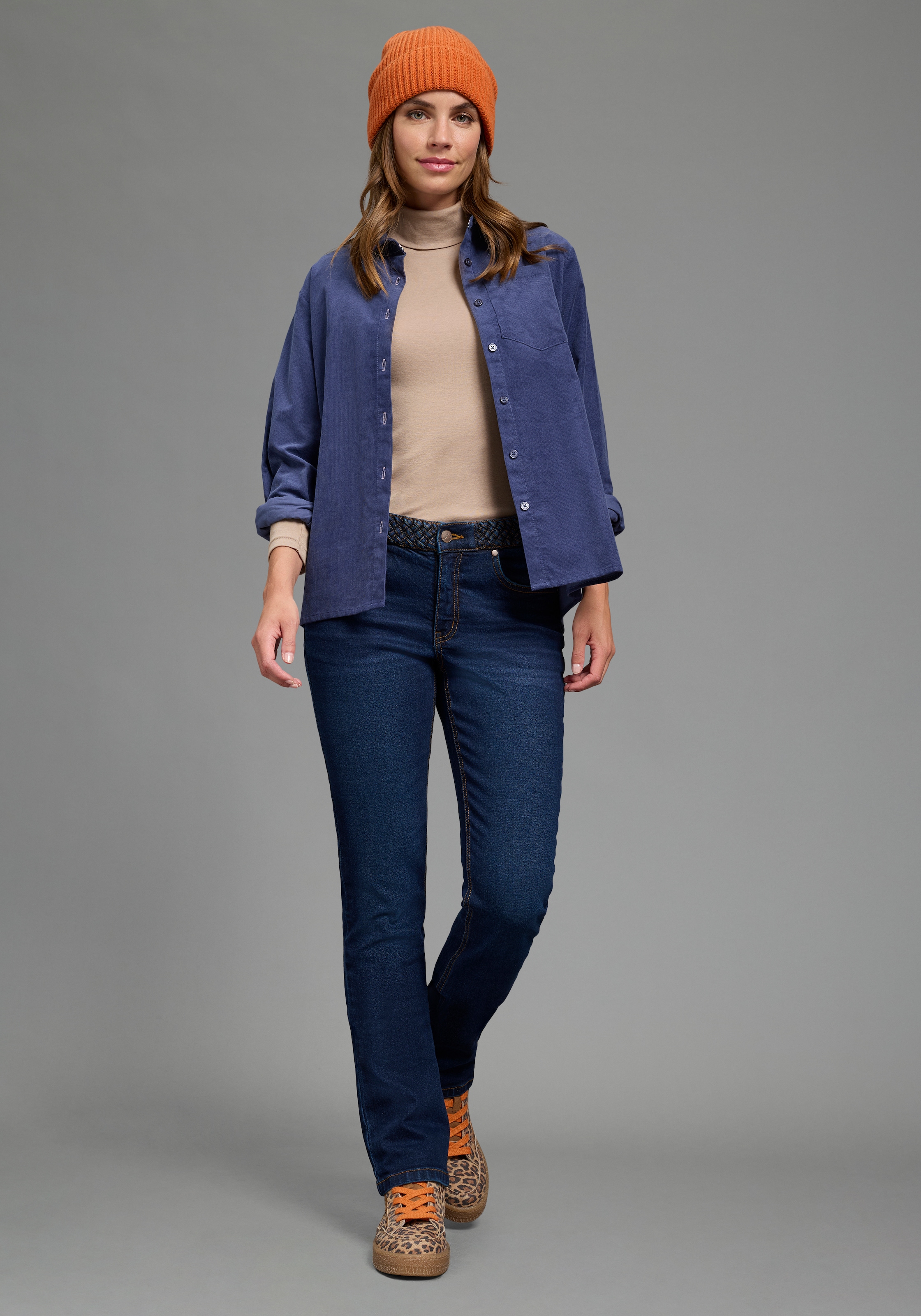 Arizona Gerade Jeans »mit Jeansgürteloptik« Straight-Fit, gerader Beinverlauf, normale Leibhöhe