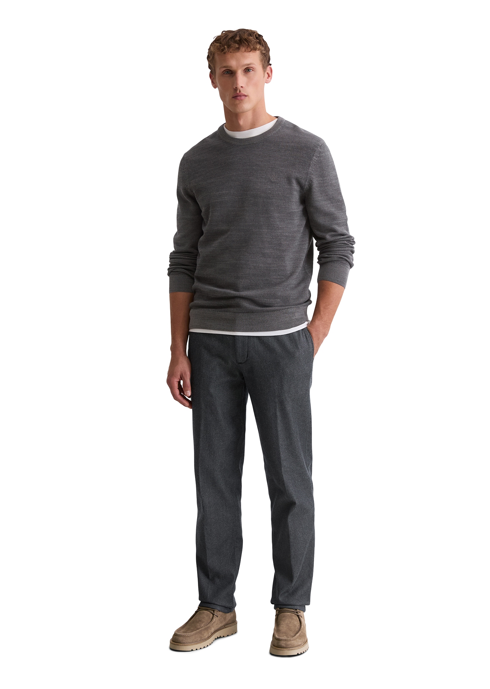 Marc O'Polo Rundhalspullover in Piqué-Struktur