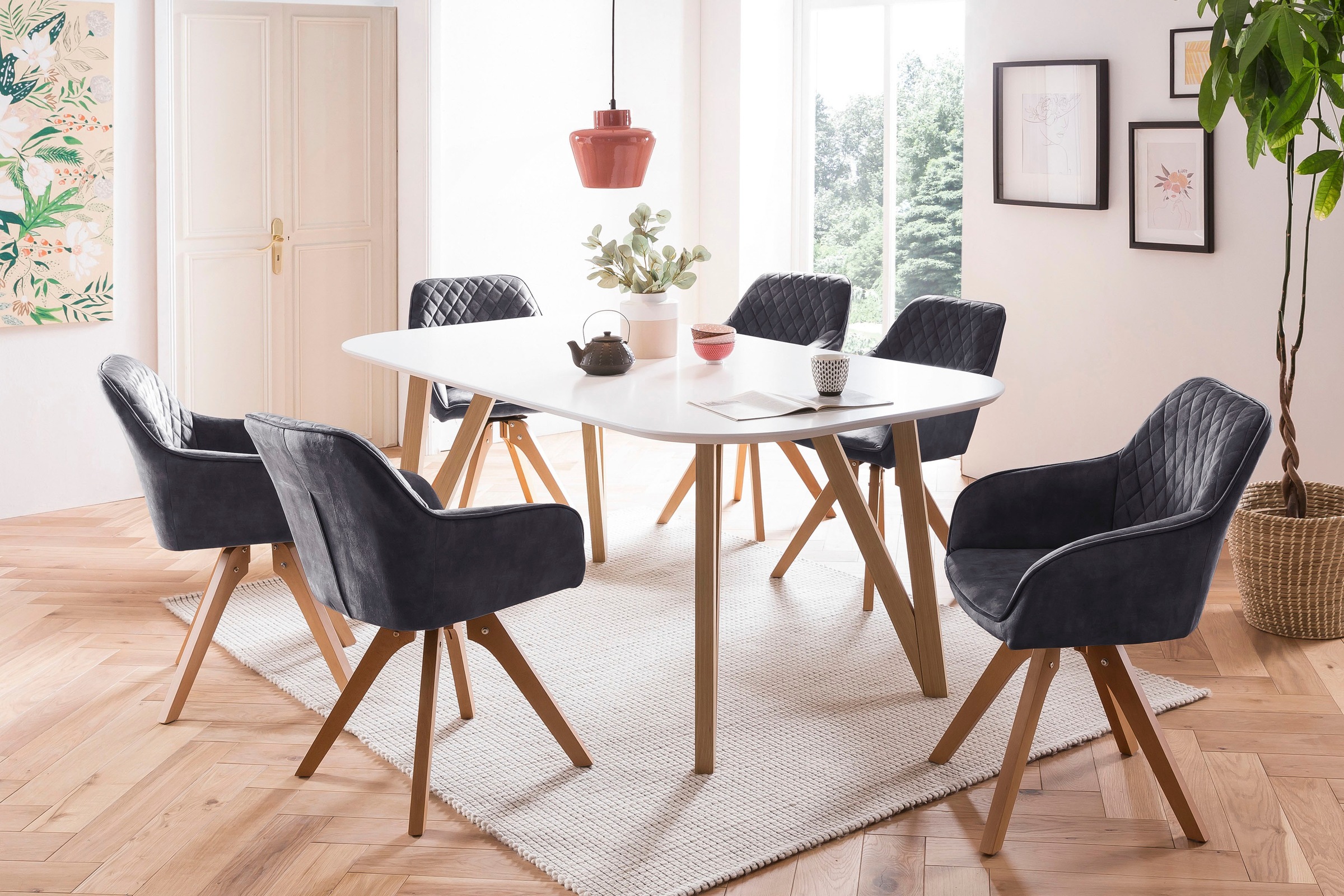 SalesFever Esstisch, Haarnadelbeine aus massiver Eiche