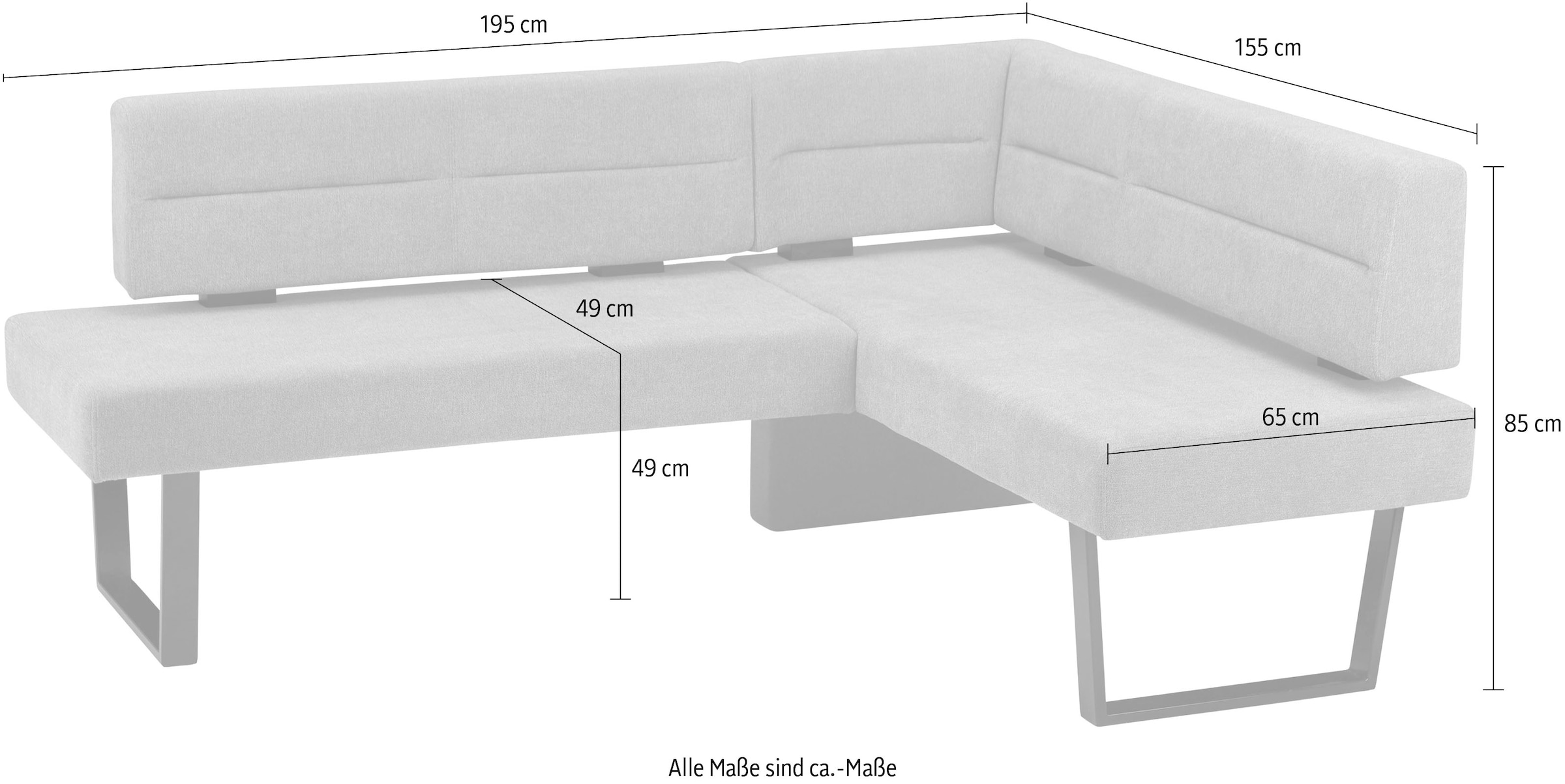 SCHÖSSWENDER Eckbank, modernes Design, Gestell aus massivem Metall