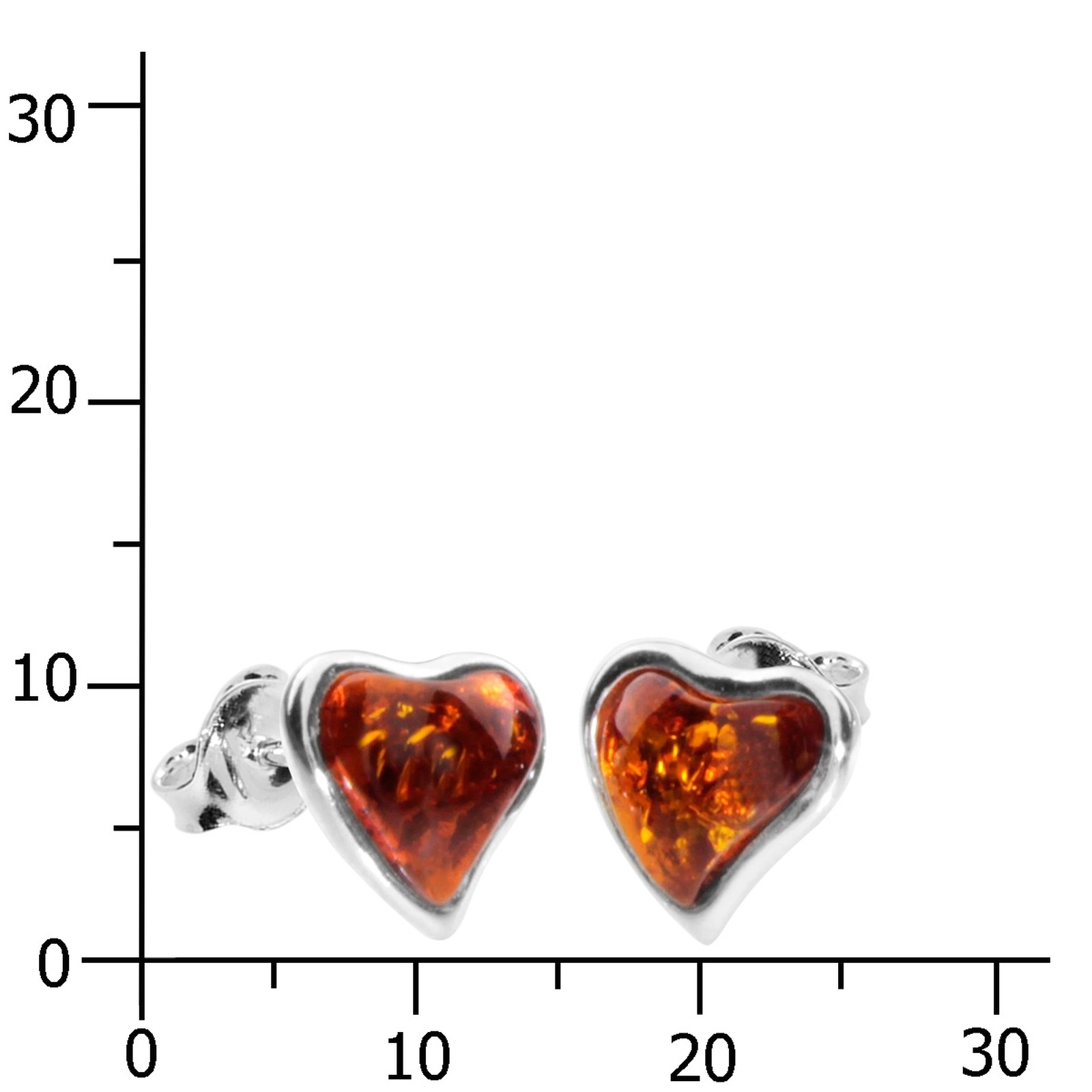 OSTSEE-SCHMUCK Paar Ohrstecker »- Herz - Silber 925/000 - Bernstein«
