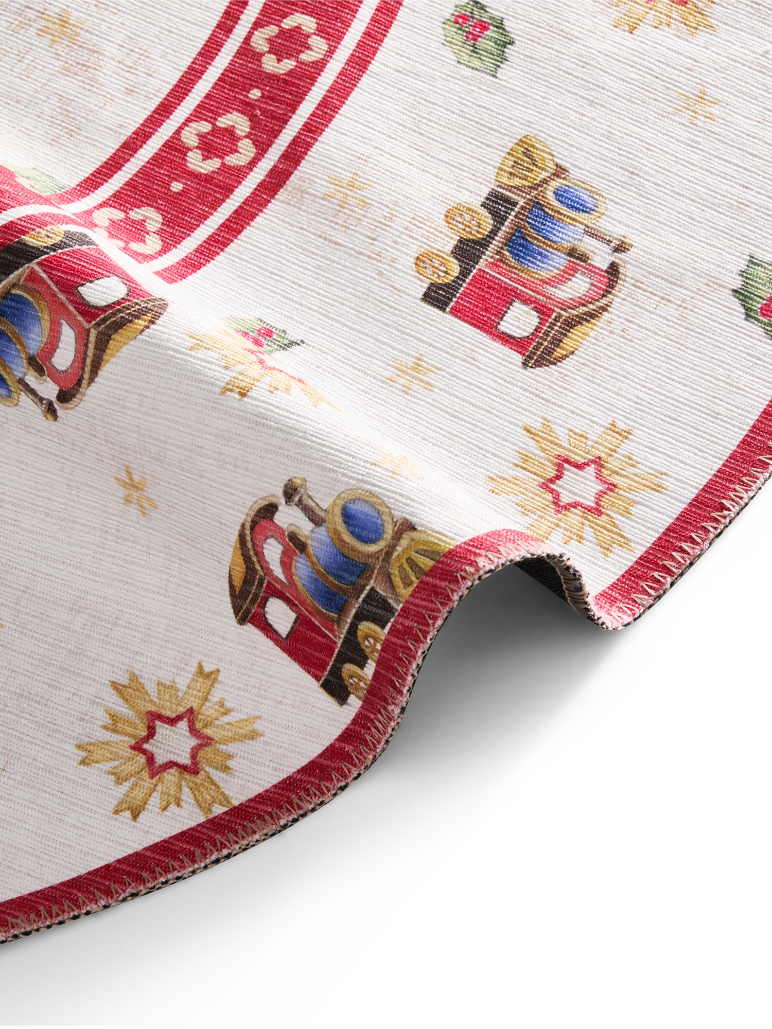 Villeroy & Boch Teppich »Toy's Delight Limited Edition Christmas Train«, rund, 3 mm Höhe, Limited Edition, Weihnachten, Wohnzimmer, Baumrock, Waschbar, Rund