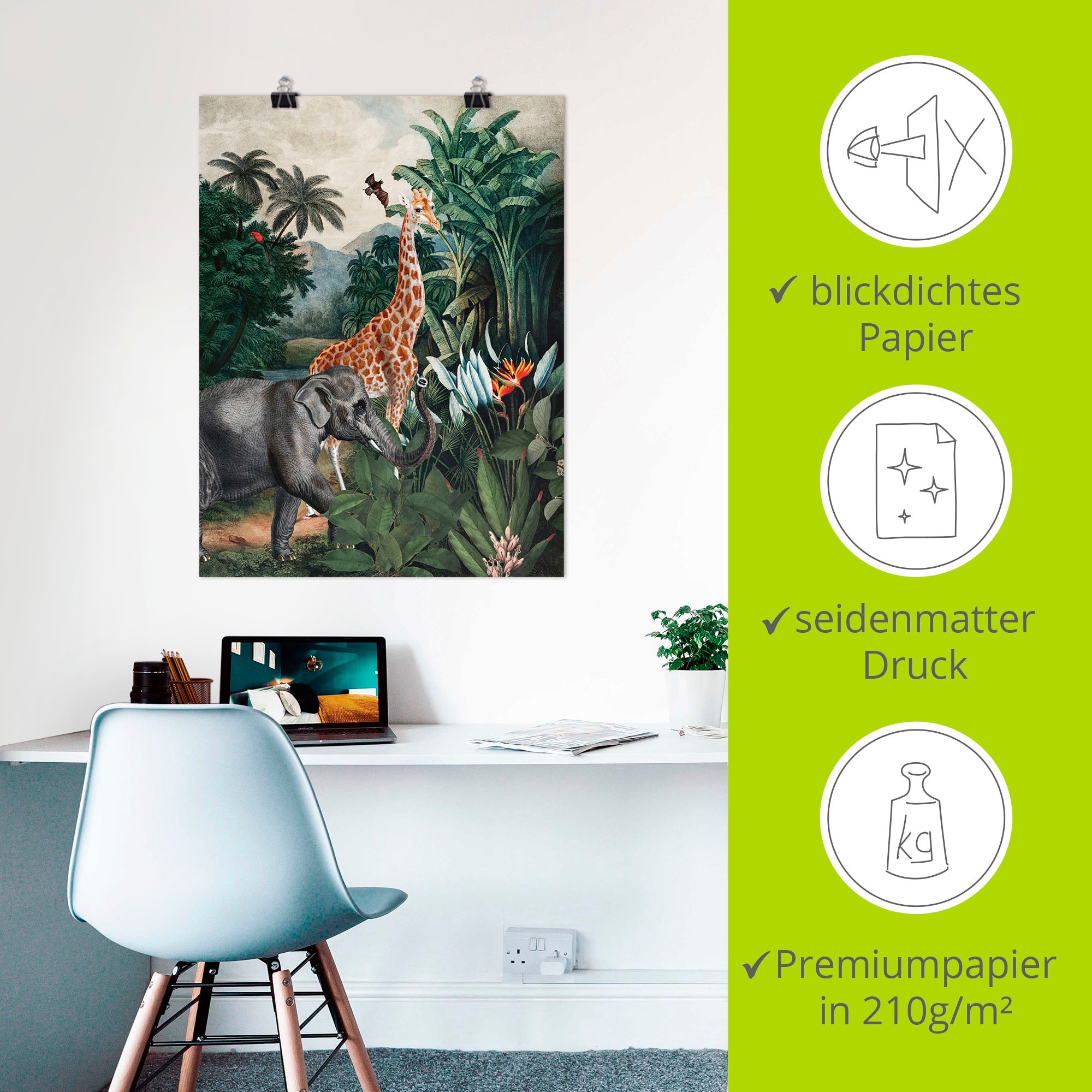 Artland Wandbild »Afrikanischer Dschungel«, Wildtiere, (1 St.), als Alubild, Outdoorbild, Leinwandbild, Poster in verschied. Größen