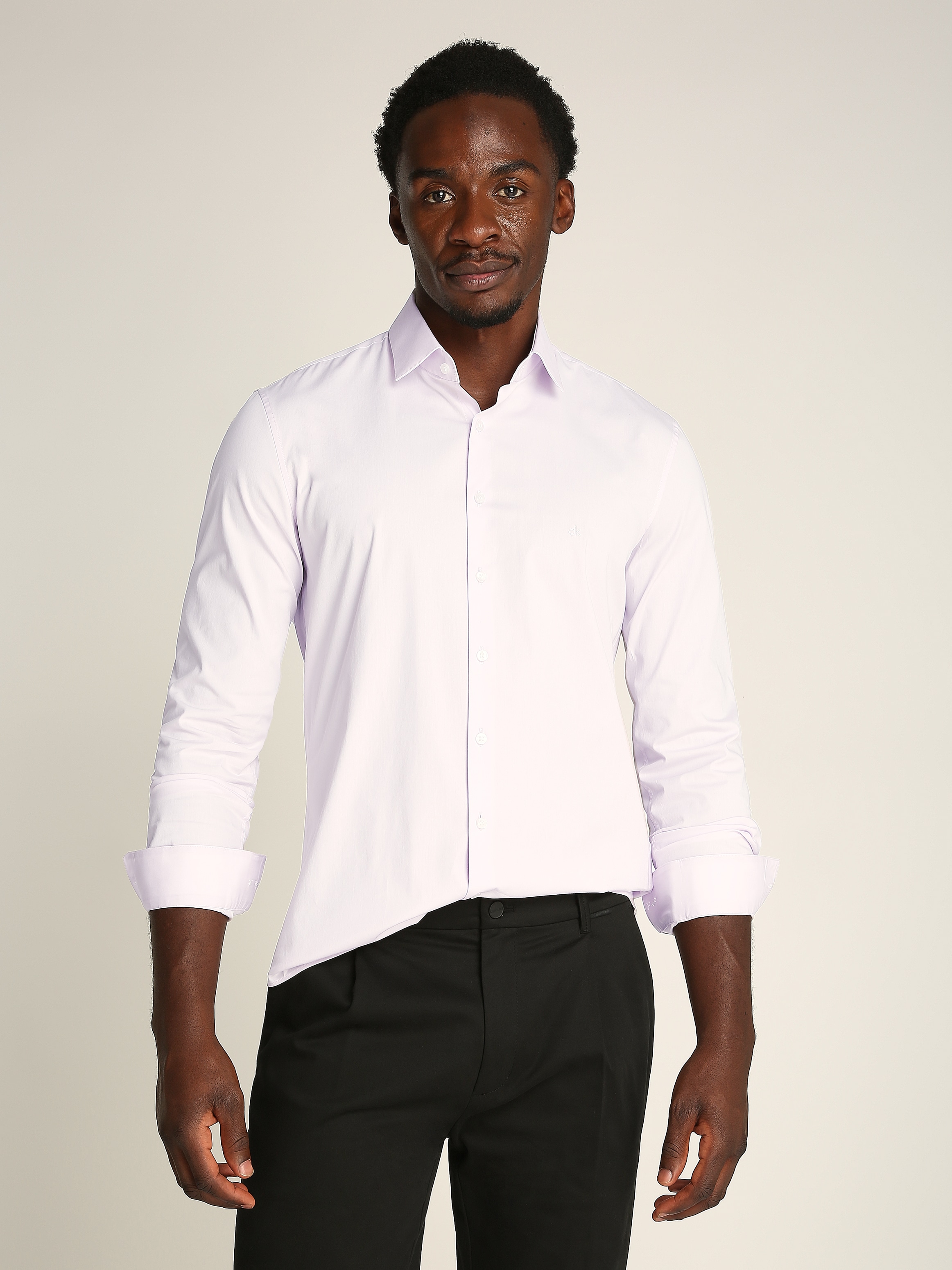 Calvin Klein Herren Businesshemd »POPLIN STRETCH SLIM SHIRT« mit Kentkragen in lila, Größe 41