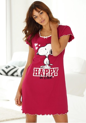 Nachthemd, mit Snoopy Print und Kräuselsäumen