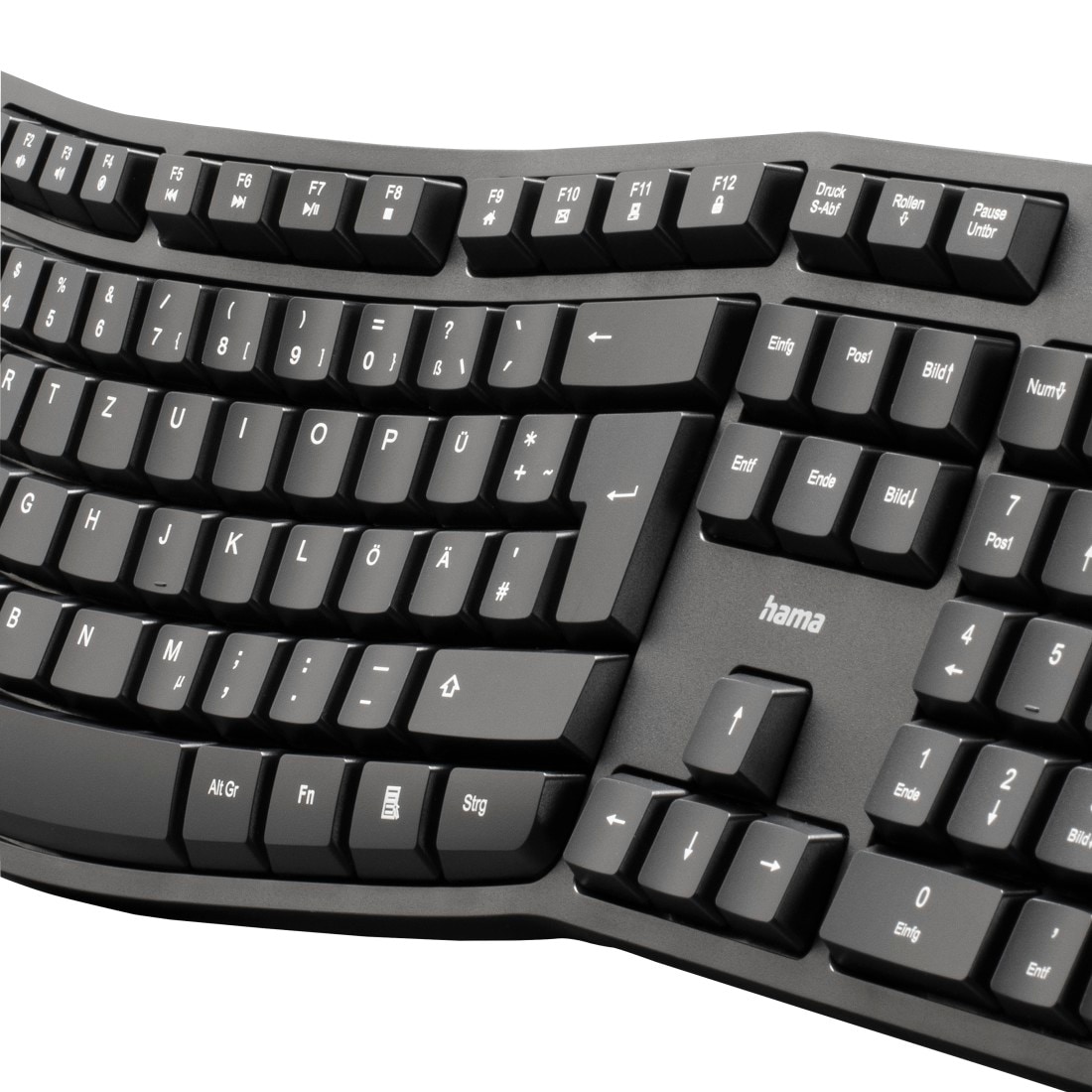 Hama ergonomische Tastatur »Ergonomische Tastatur (Antirutsch-Füße-ausklappbare OTTO Form-Handgelenkauflage) Schwarz«, Online \