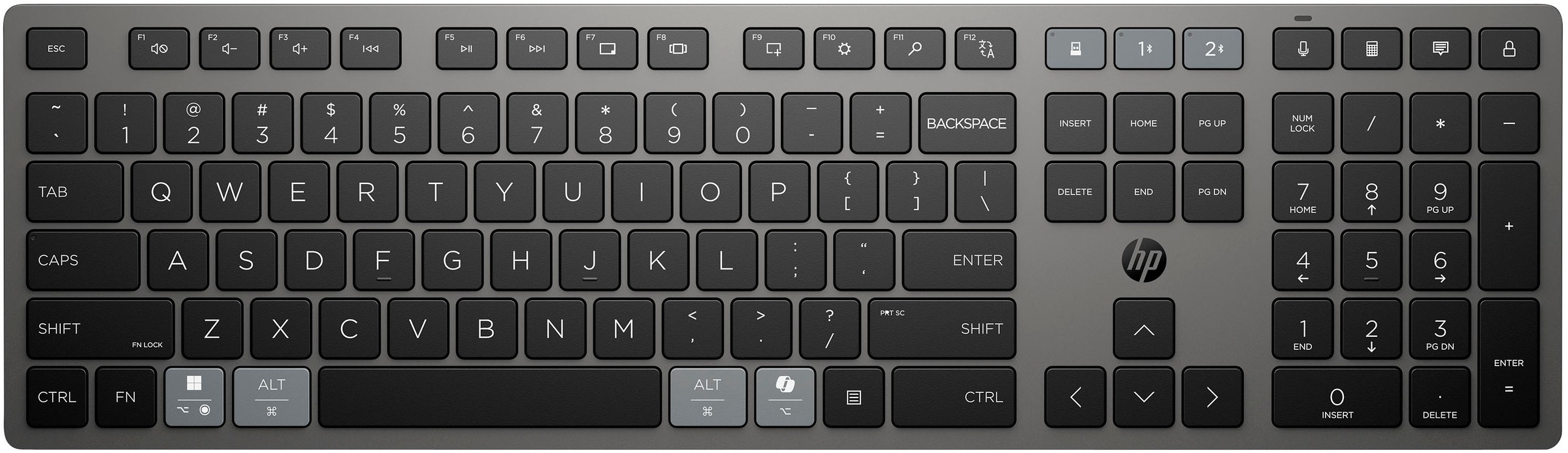 HP Wireless-Tastatur »720« (Fn-Tasten | USB-Anschluss | Ziffernblock | verstellbare Füße)