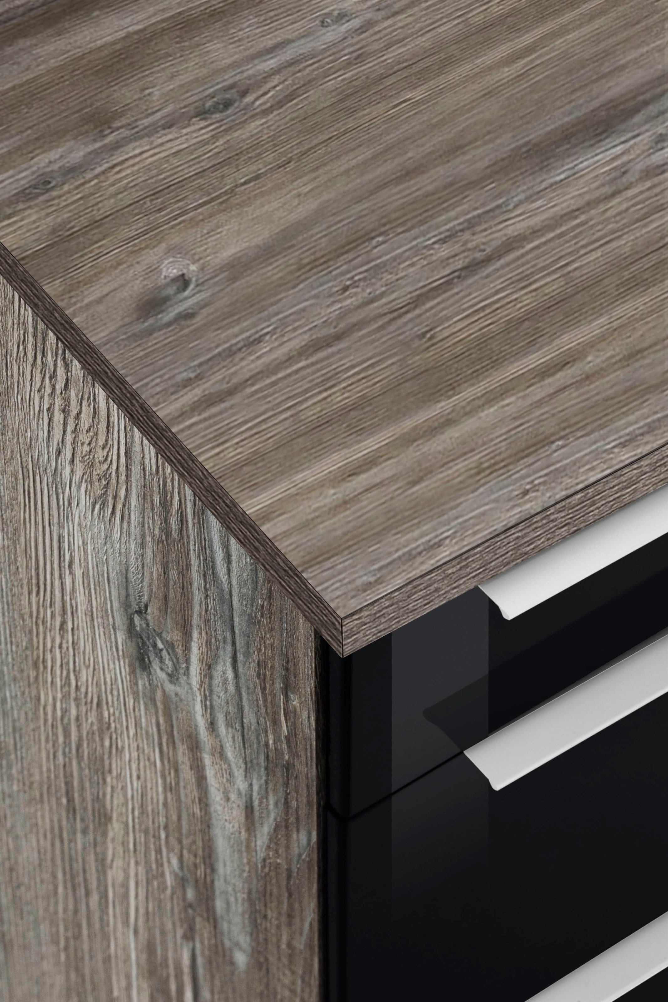 KOCHSTATION Küchenzeile »KS-Brindisi« Breite 210 cm, wahlweise mit E-Geräten, mit MDF-Fronten und Regal