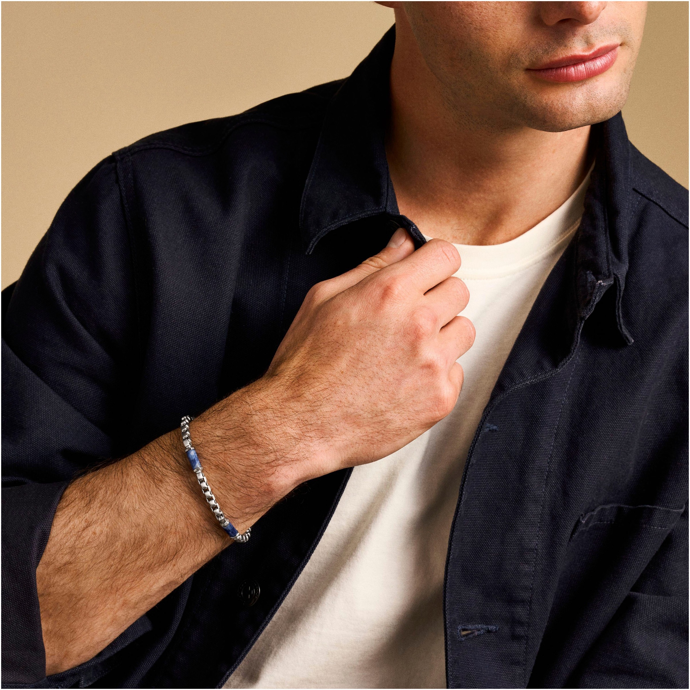 Fossil Armband »Schmuck Geschenk Edelstahl ALL STACKED UP, JF04604040, JF04725040«, mit Agat oder Sodalith