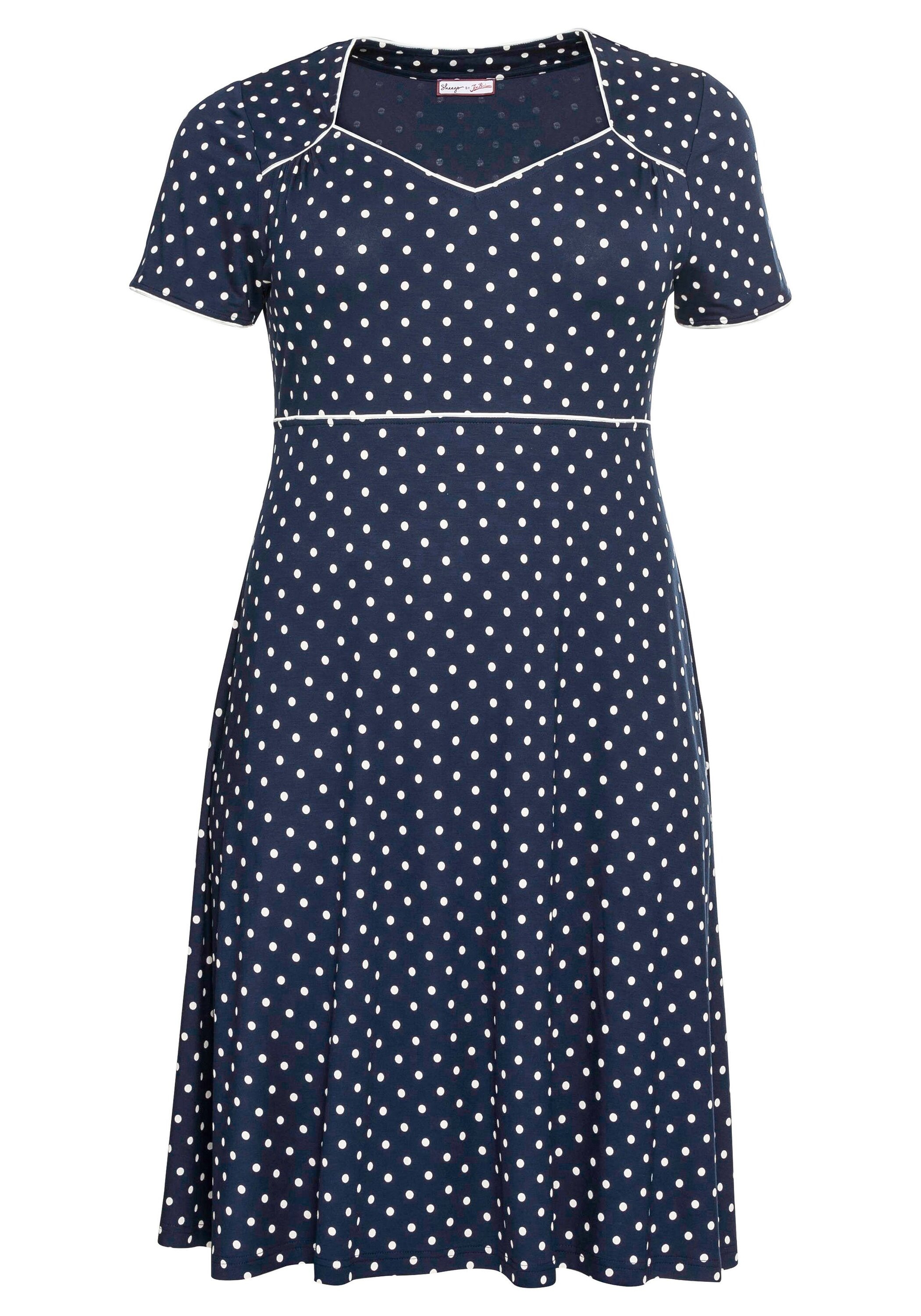 Sheego Jerseykleid »Jerseykleid mit Punktedruck und Paspelierung«
