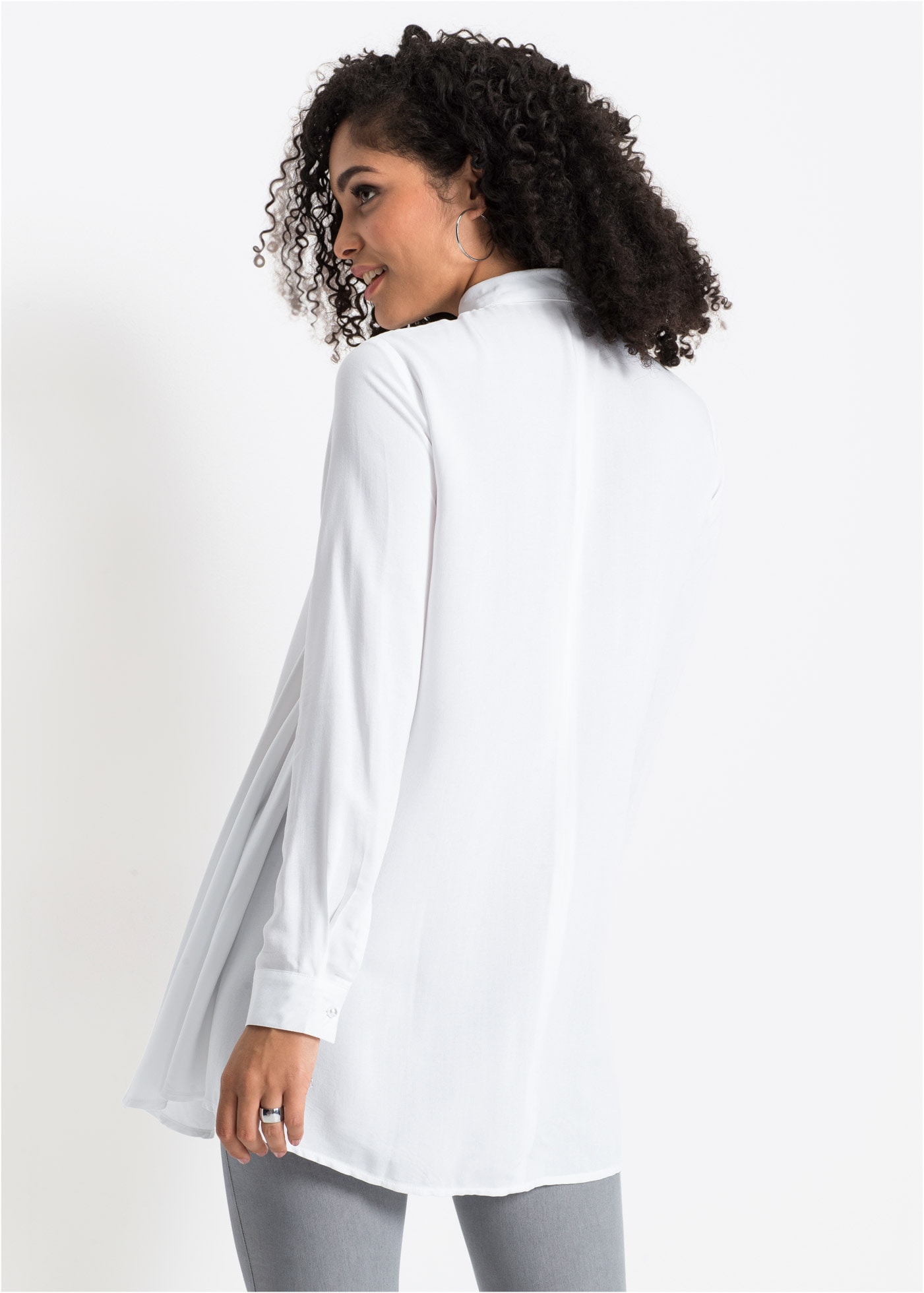 bonprix Langarmbluse A-Linie, für femininen Look, aus Viskose, mit Hemdblusenkragen