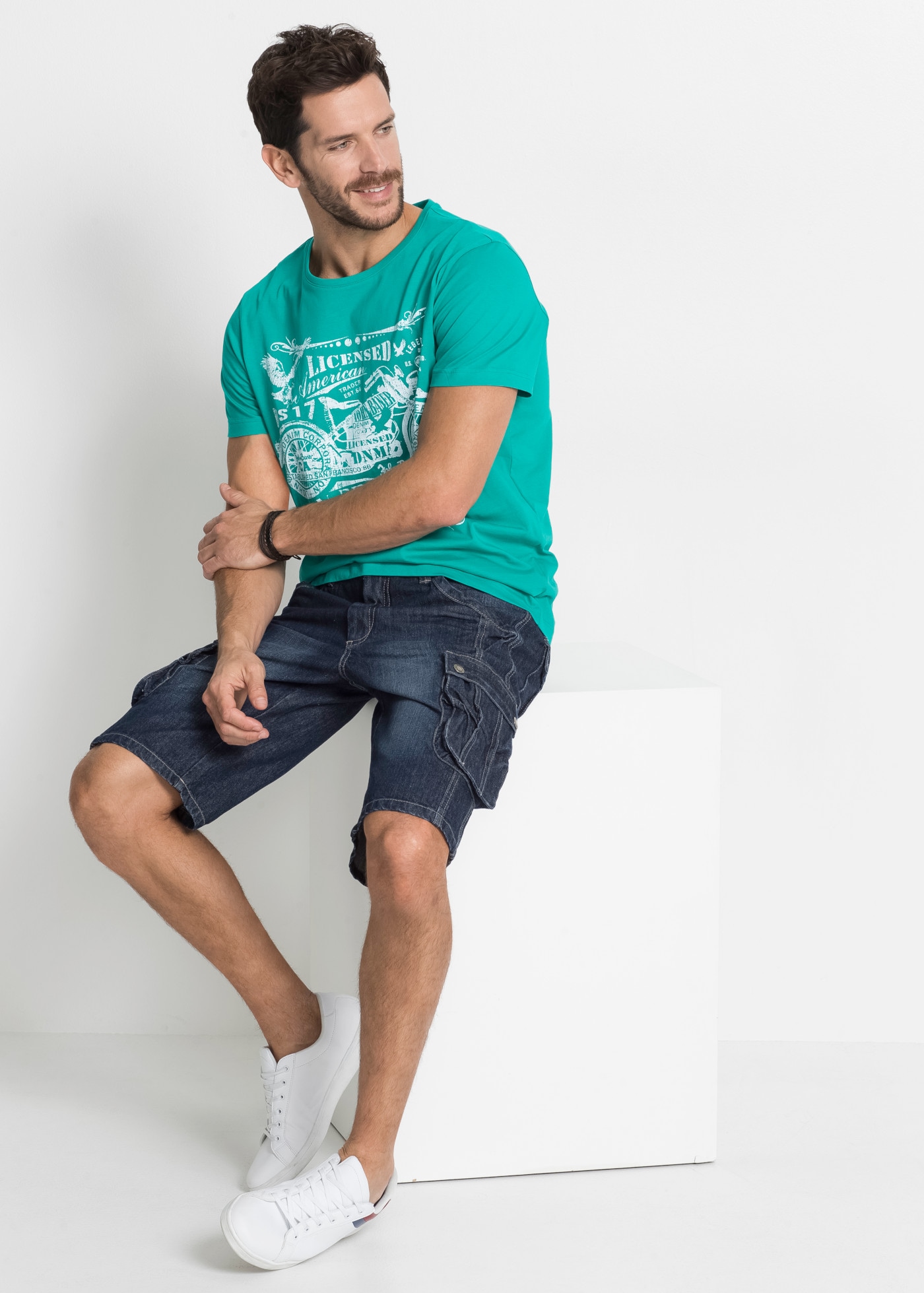 bonprix Bermudas  mit Used-Effekt, regular fit, aus Baumwolle