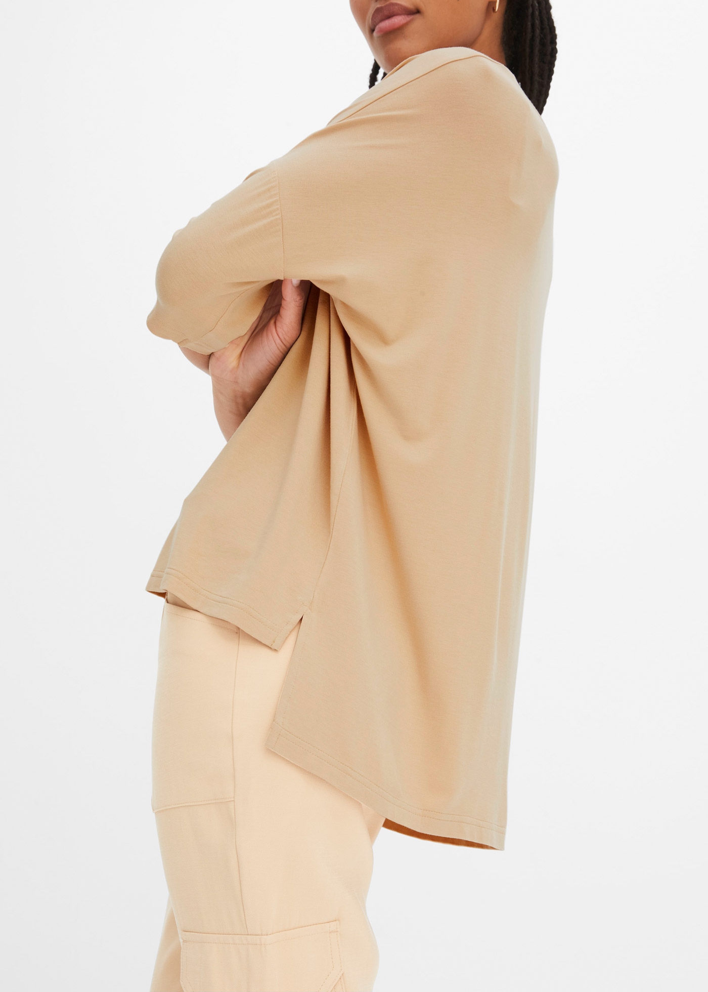 bonprix T-Shirt Oversize-Passform, Halbarm, U-Boot Ausschnitt