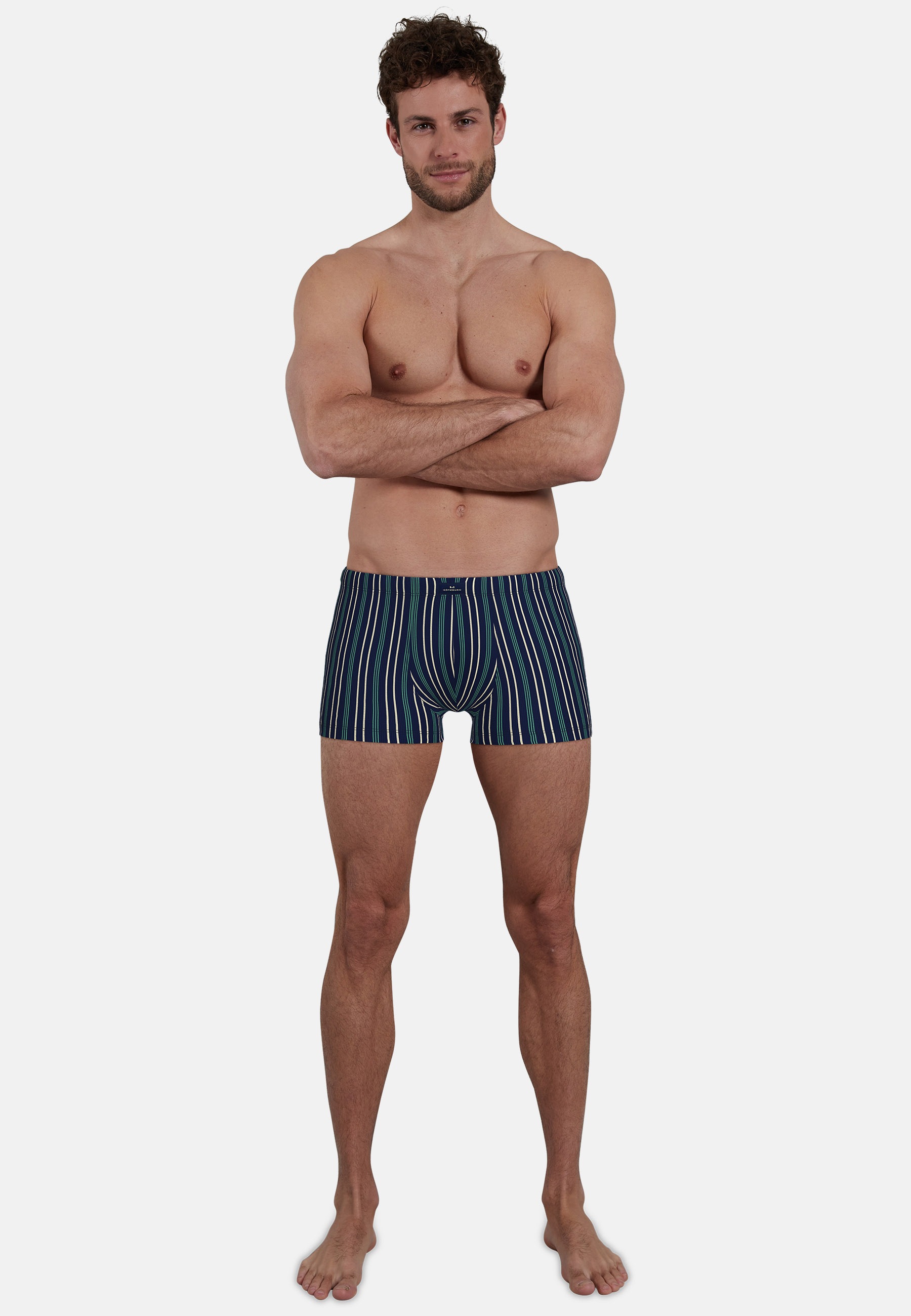 GÖTZBURG Retro Pants »Edingburgh« 2er Pack,  gestreift, basic, kurz, eng, atmungsaktiv, mit Logo, Baumwollmix