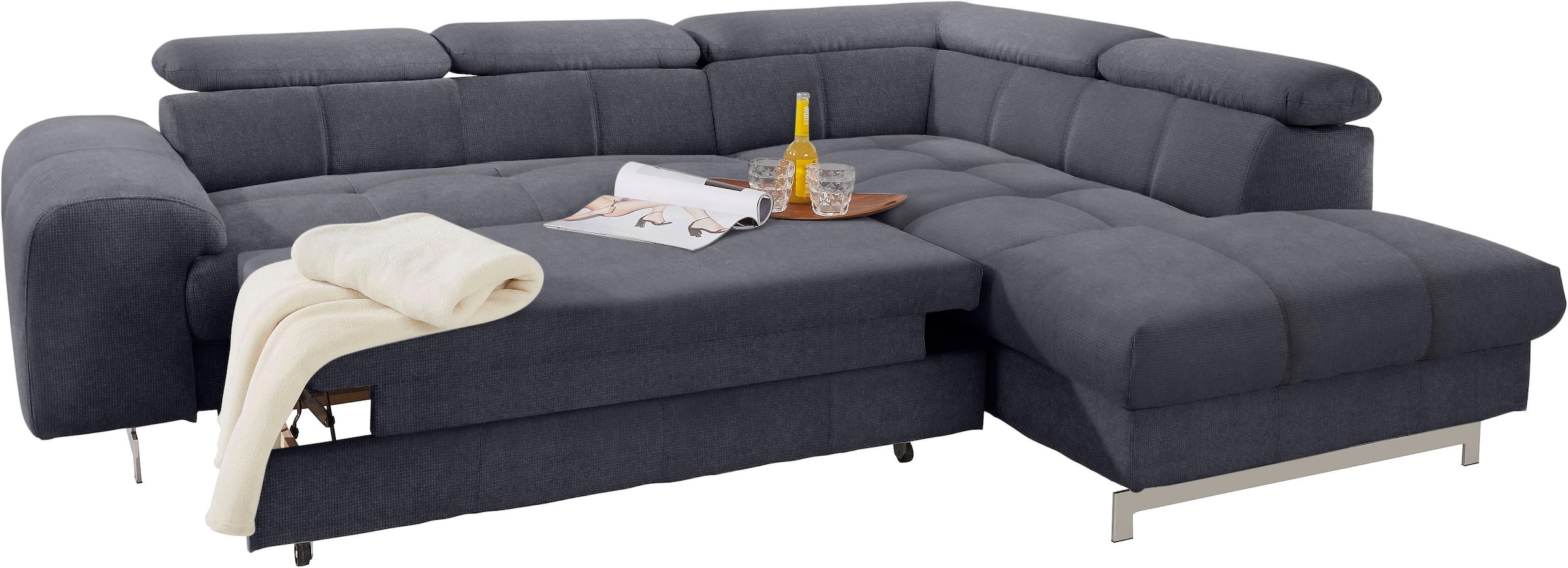 COTTA Ecksofa »Chef L-Form«, mit Kopfteilverstellung, wahlweise mit Bettfunktion & Bettkasten