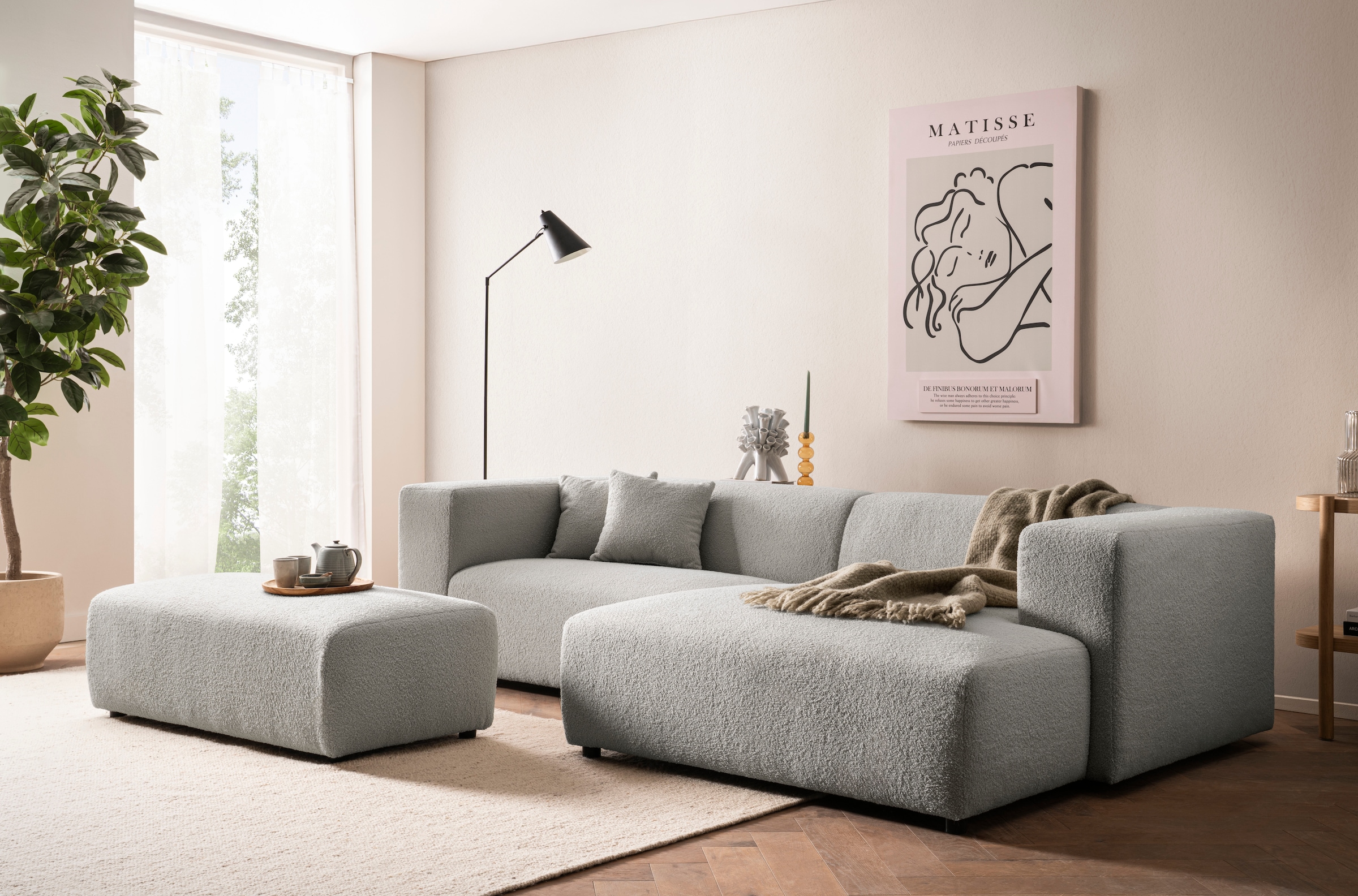 andas Hocker »BAKELS, Polsterhocker in Cord oder Boucle-Stoff« zur Serie BAKELS, Hocker stellbar zum Schlafsofa (Krokodilverbinder)