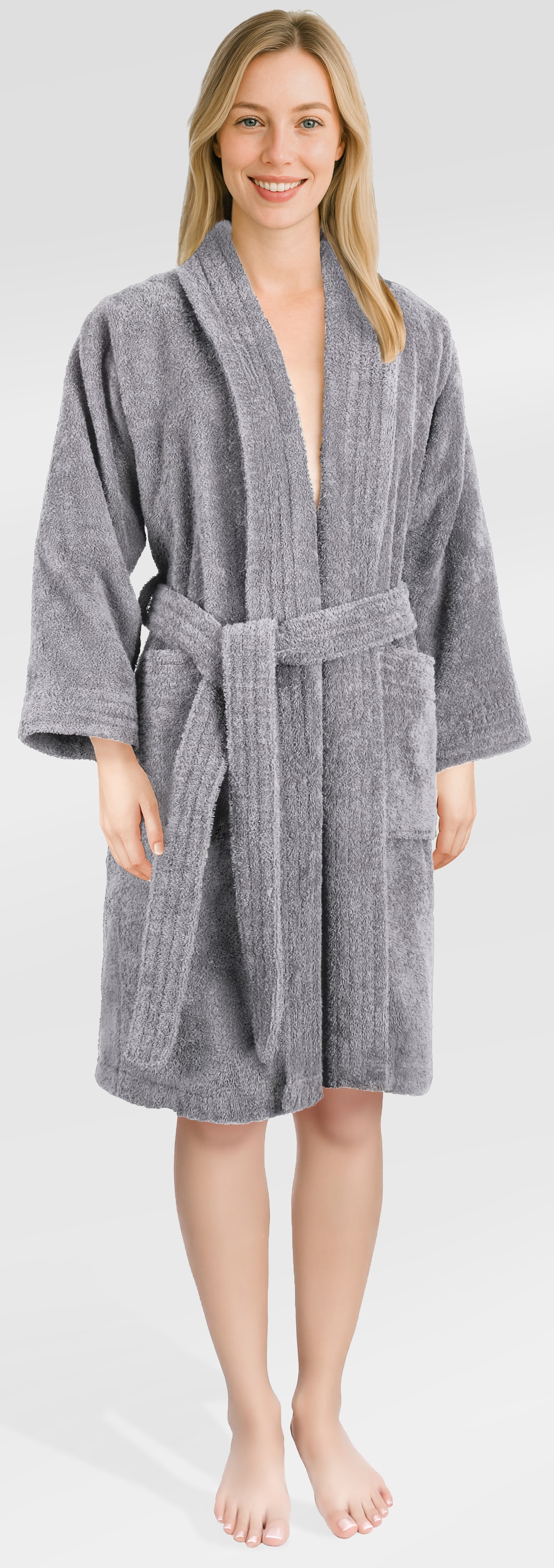 HAMMETEX Damenbademantel »Ren, 100% Baumwolle« 380 g/m² Frottee Bademantel mit Taschen – Saugfähig & Weich