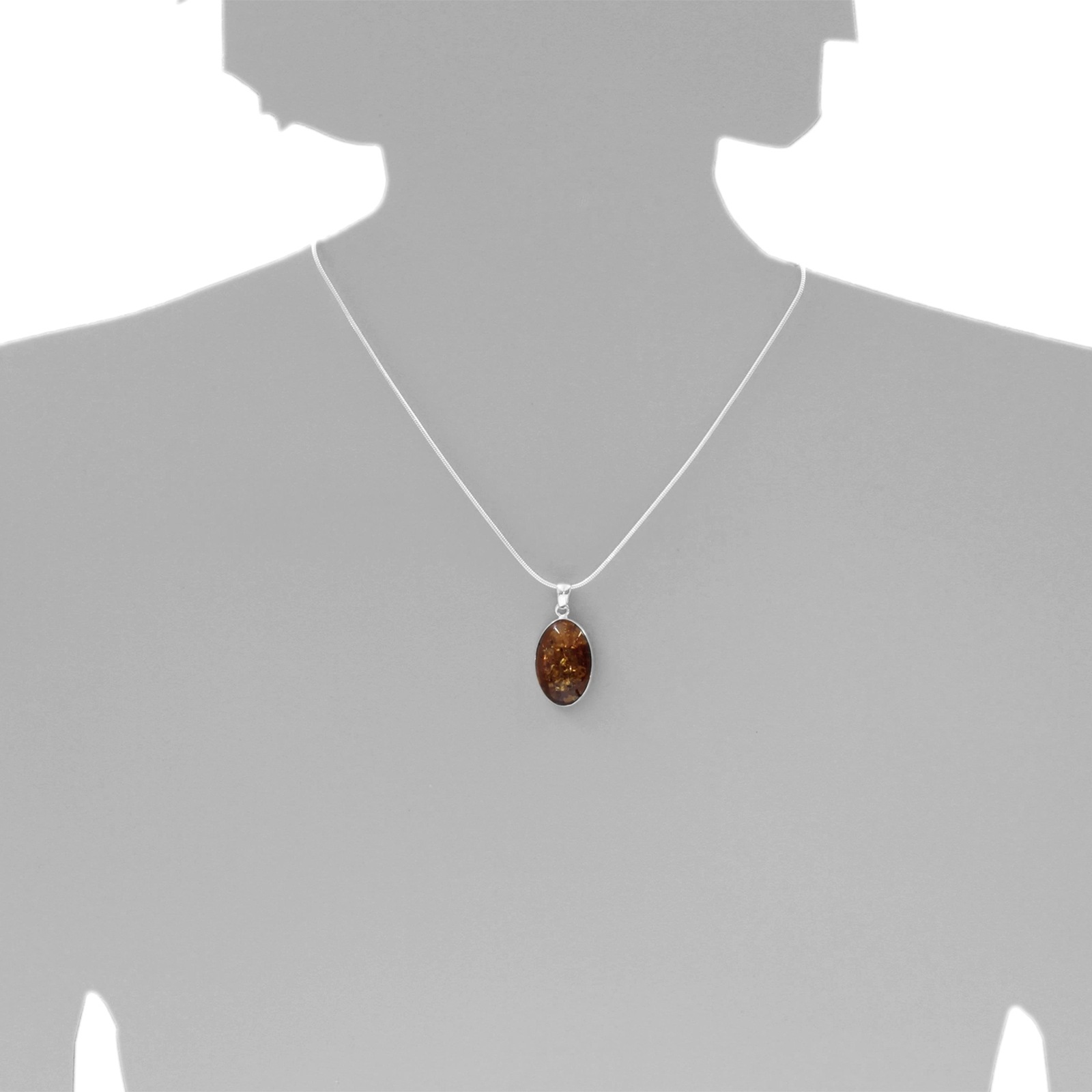 OSTSEE-SCHMUCK Kettenanhänger »- Classic 24 x 16 mm - Silber 925/000 - Bernstein«