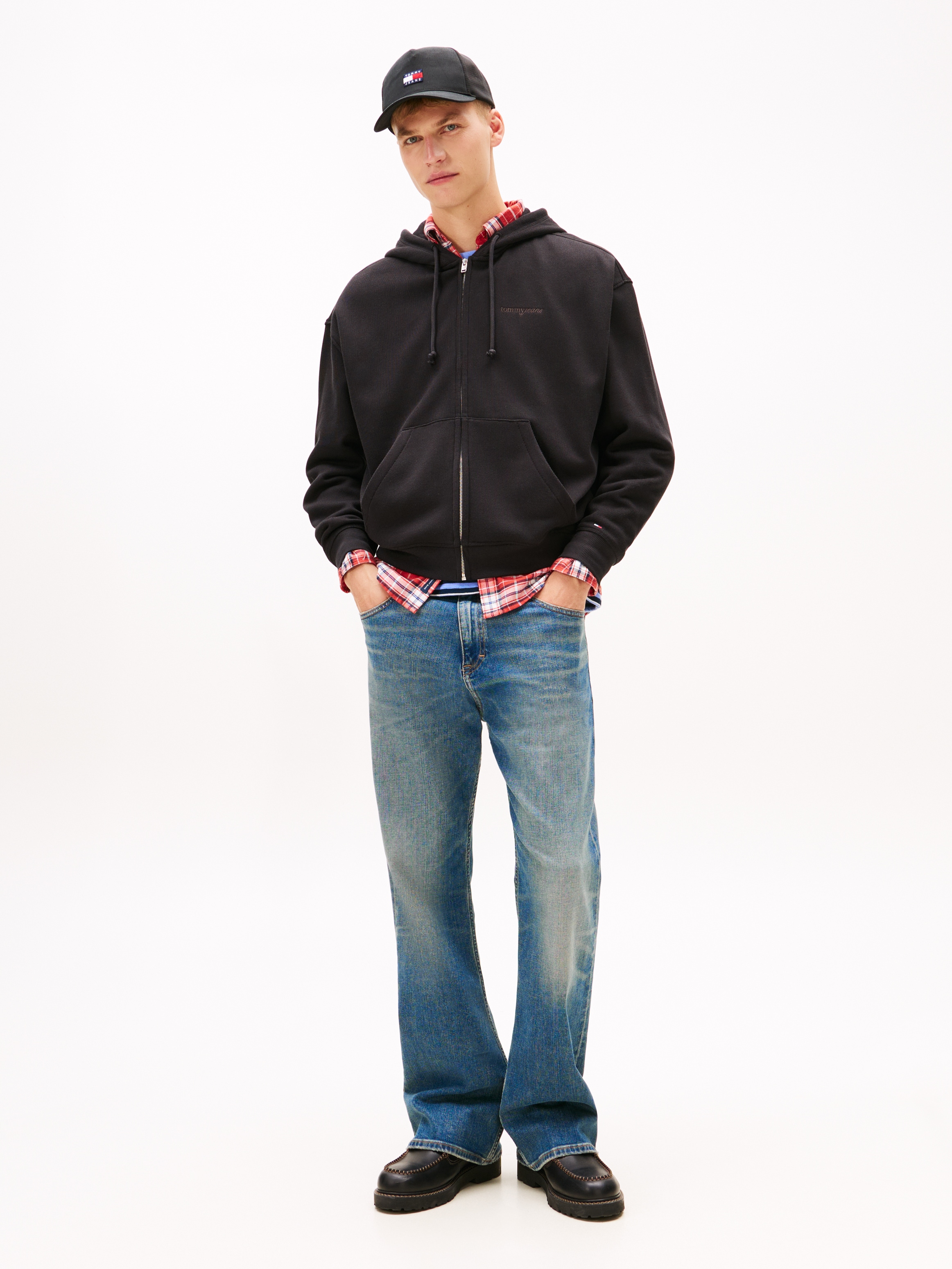 Tommy Jeans Kapuzensweatjacke »TJM 90S SCRIPT RIB FLEECE«