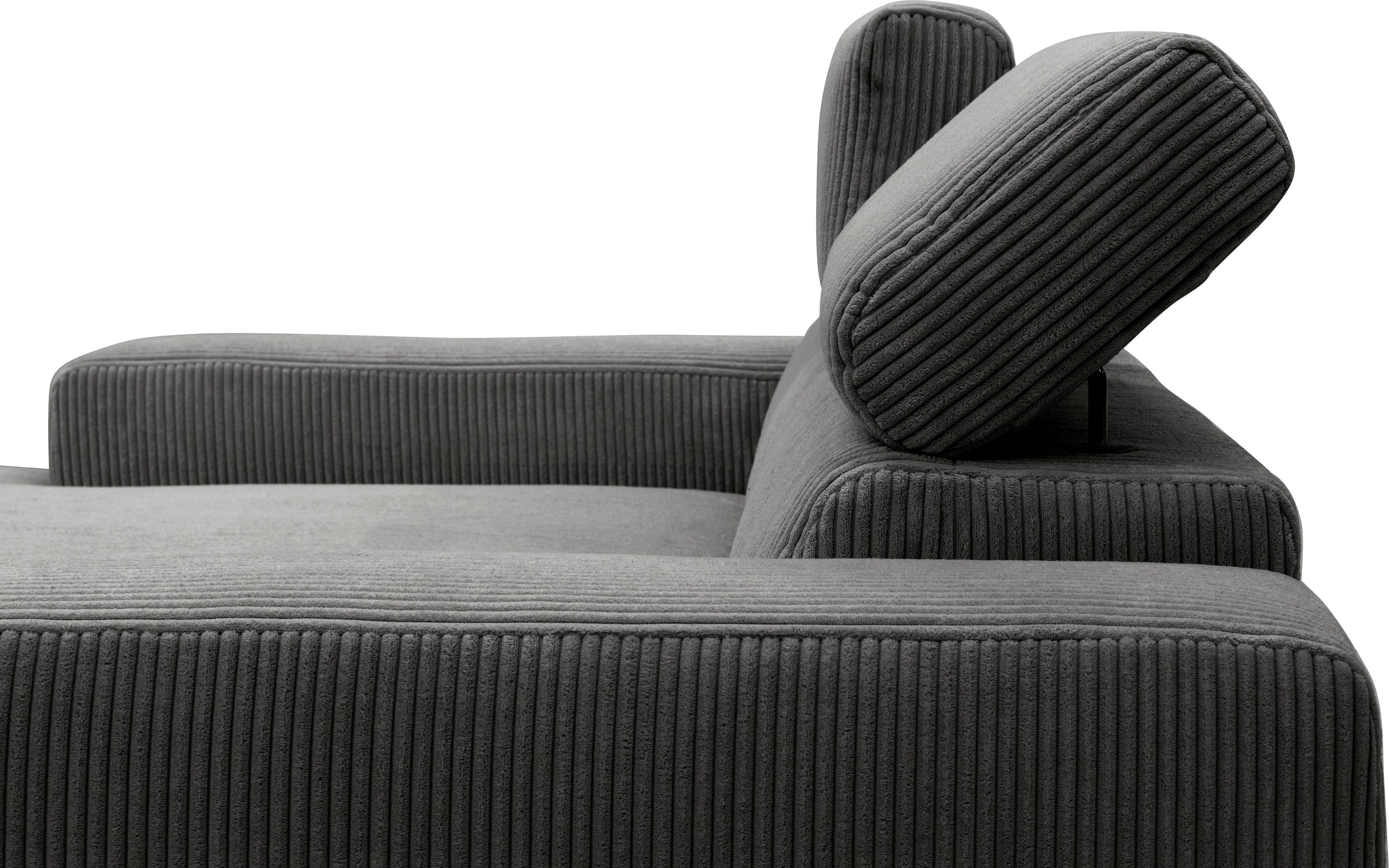 DOMO collection Ecksofa »Brandon B/T: 214/175 cm, belastbar bis 140kg/ Sitz, L-Form«, Cord, grau