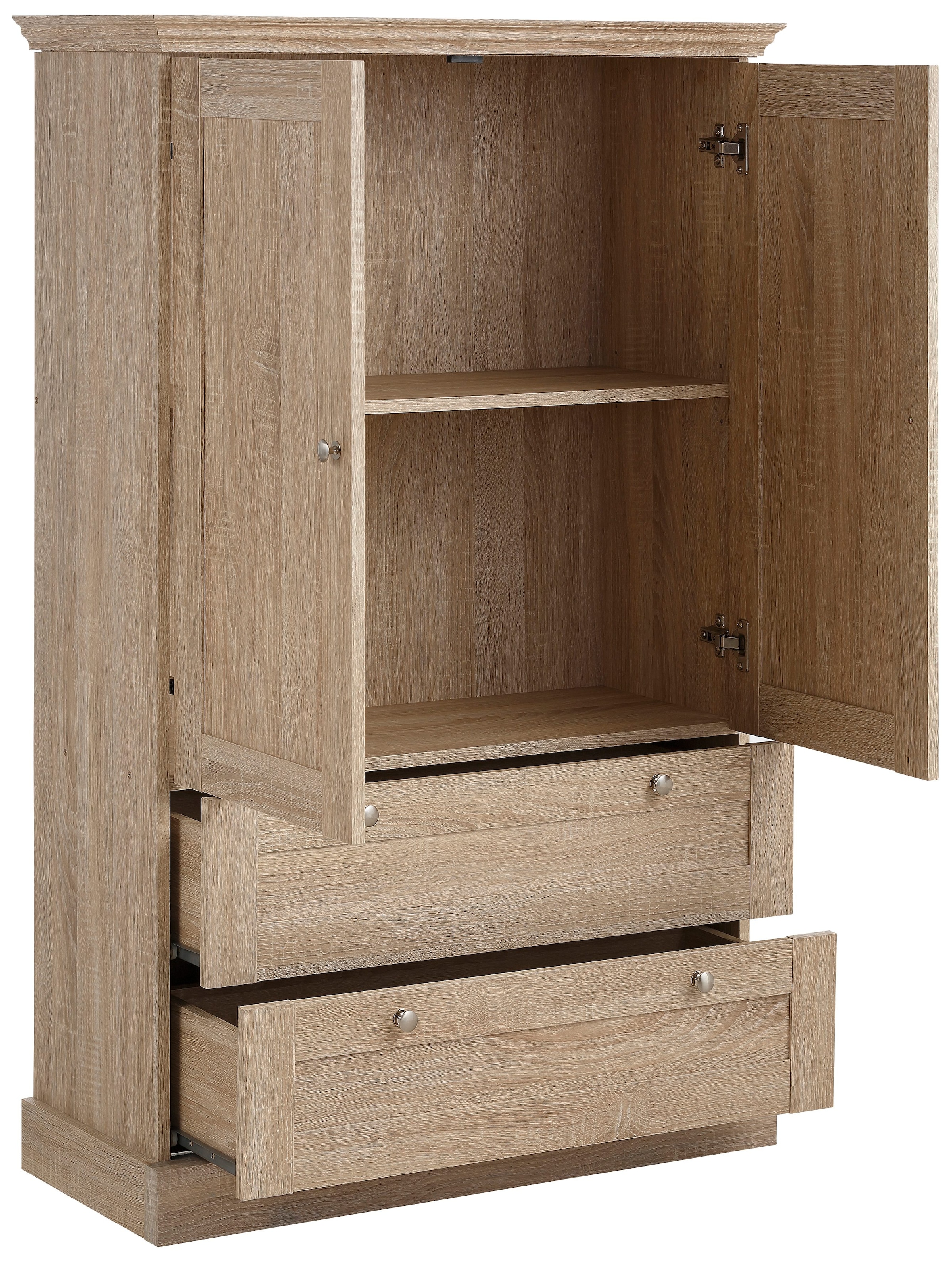 Home affaire Drehtürenschrank »Binz, Wäscheschrank, Mehrzweckschrank, skandinavischer Landhausstil«, (B/H/T ca. 84/130/35 cm), viele Stauraummöglichkeiten, Metallgriffe, Türen mit Rahmen/ Kassetten
