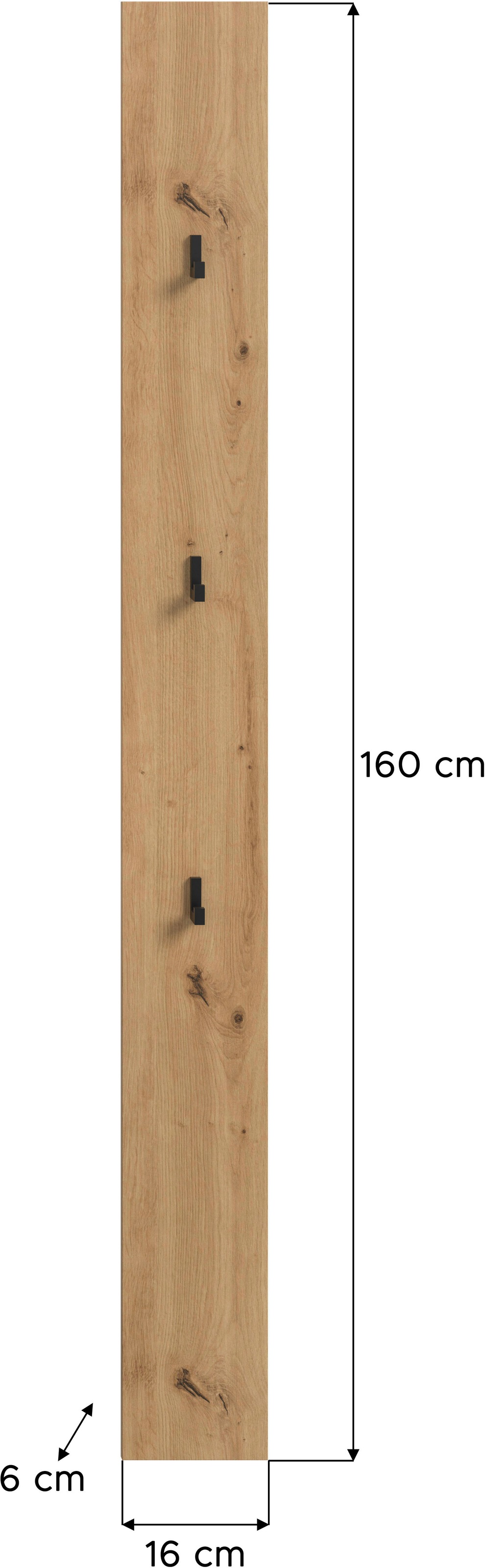 INOSIGN Garderobenpaneel »EVRID, Höhe 160 cm, inkl. 3 Metall-Haken« individuell mit anderen Artikel der Serie EVRID erweiterbar, 1 Stk. tlg. Paneel, Hakenleiste, Wandboard, Garderobe, Wandpaneel