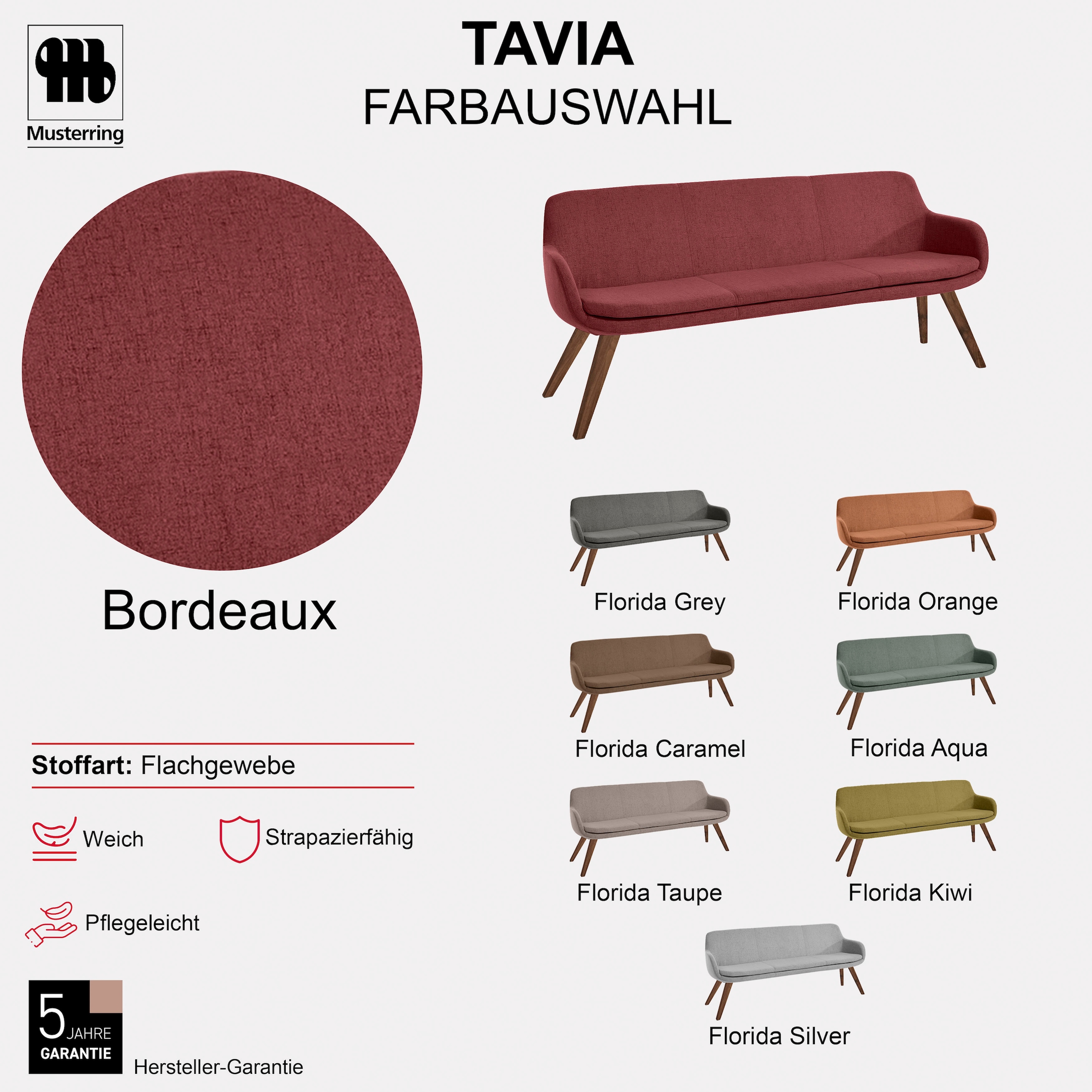 Musterring Essbank »Tavia« Stativgestell Wildnussbaum massiv geölt, Breite 180, 200 oder 220 cm