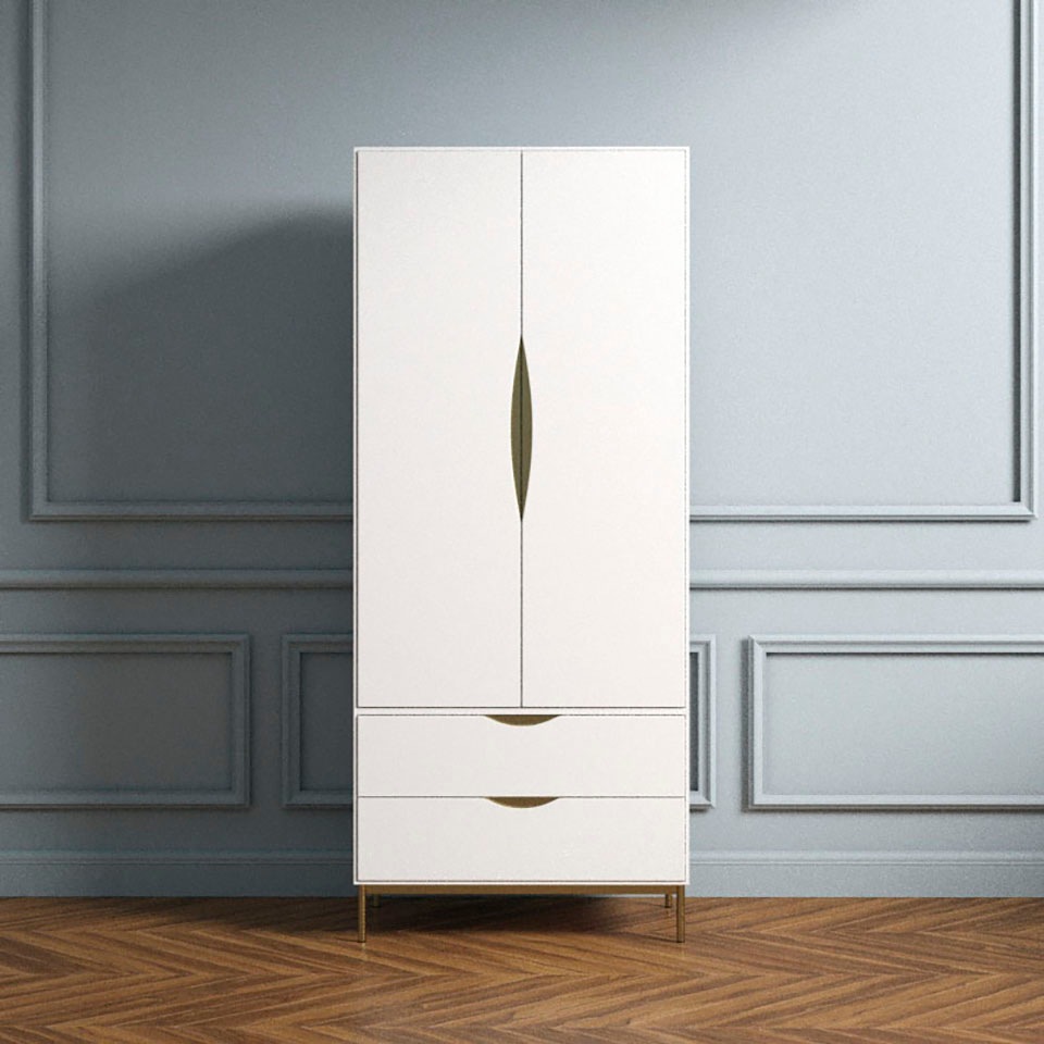 Andas Kleiderschrank »KOBE« Schöne Griffe in weiß, Größe B/H/T: 80 cm x 195 cm x 55 cm