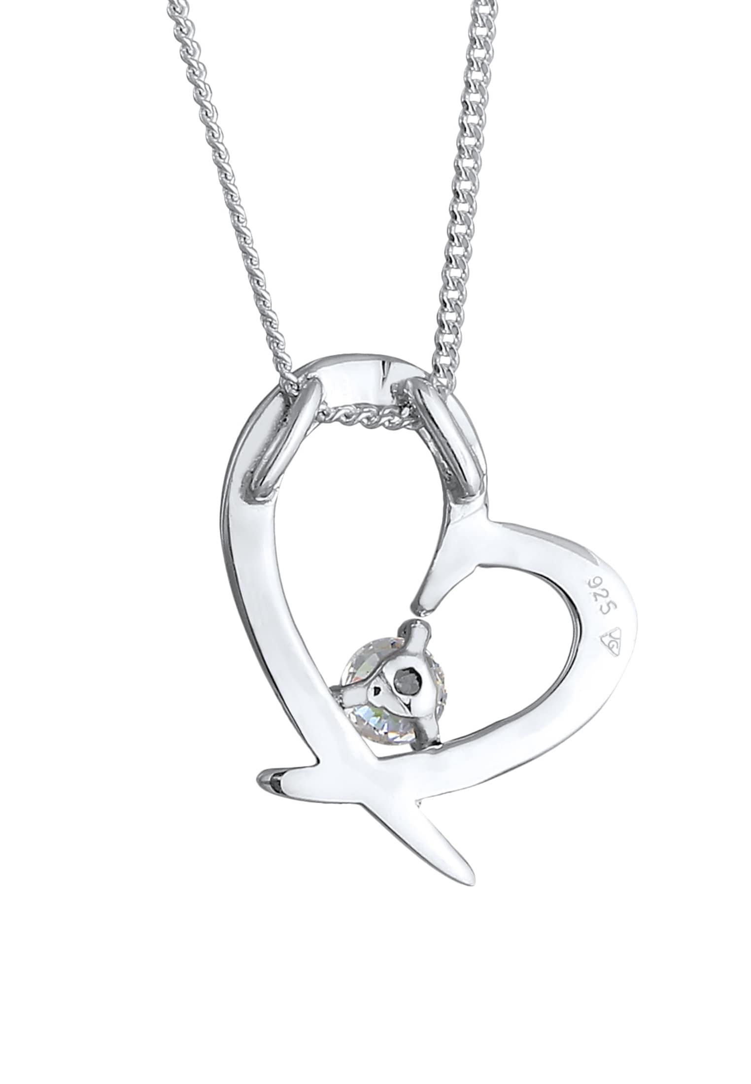 Elli Silberkette »Halskette Herz Geschwungen Zirkonia 925 Silber«