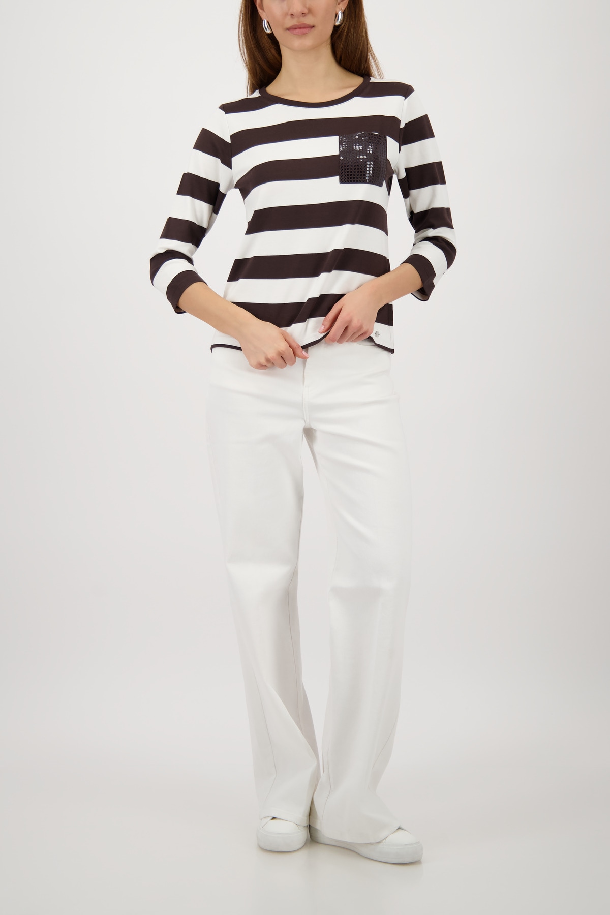 Monari Sweatshirt »Sweatshirt Ringel + Schmuck«, Regular fit mit Streifen
