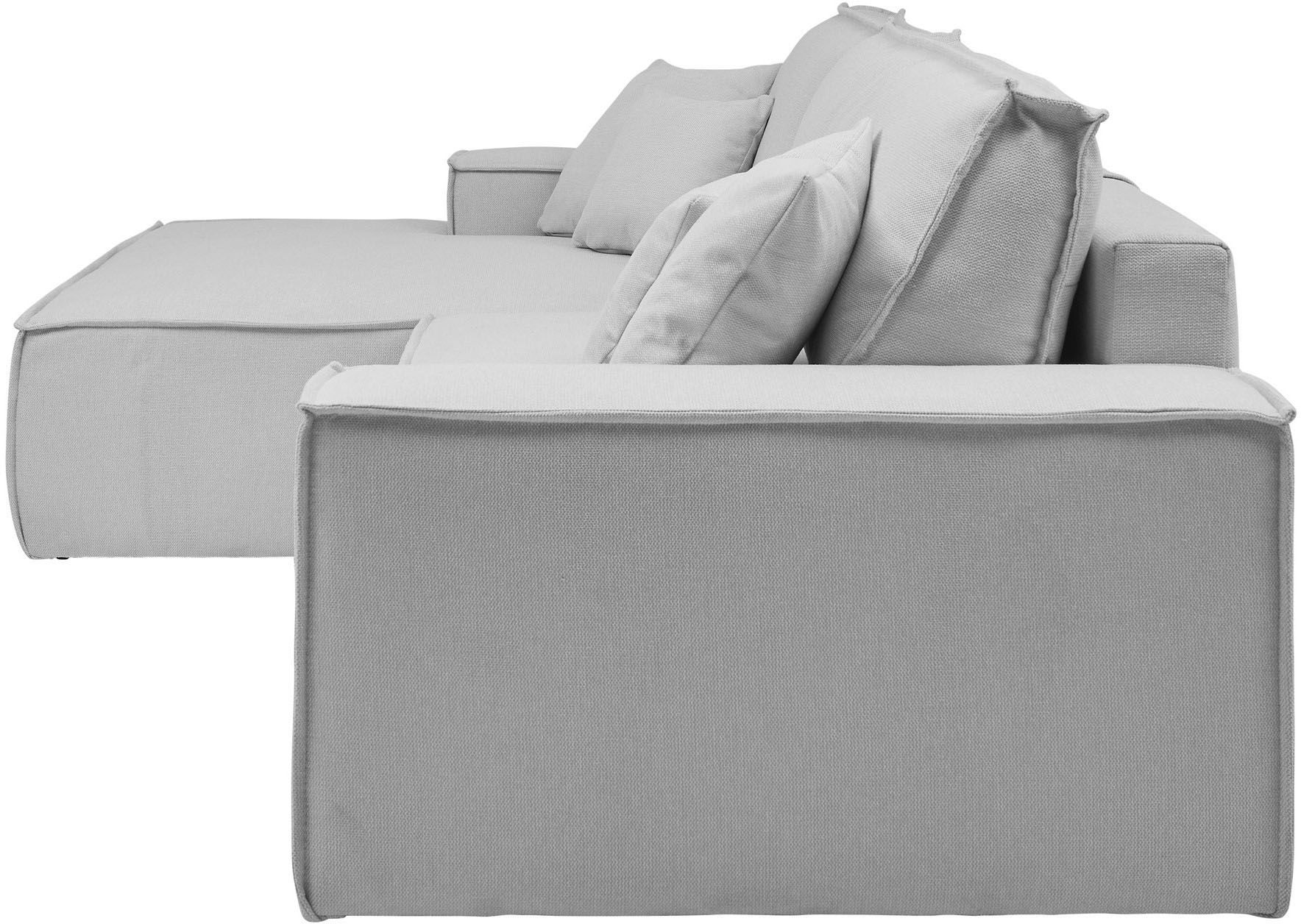 andas Ecksofa »Finnley Schlafsofa 267 cm in Bouclé u. Struktur fein, L-Form,«, Schlaffunktion m. Bettkasten (136/210 cm), Bouclé, Struktur