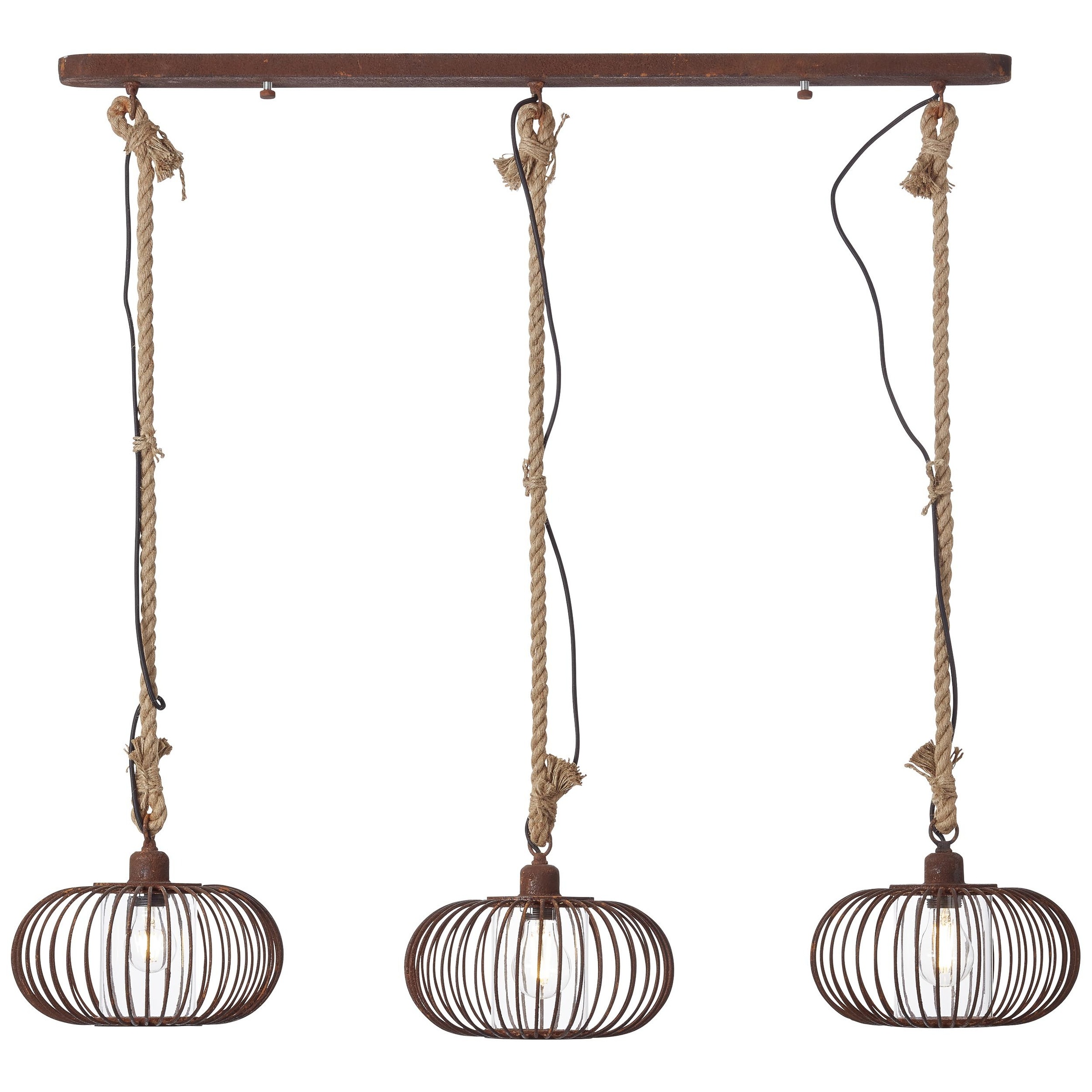 Brilliant Leuchten Deckenleuchten, E27, Willard Pendelleuchte 3flg rostfarbend/transparent