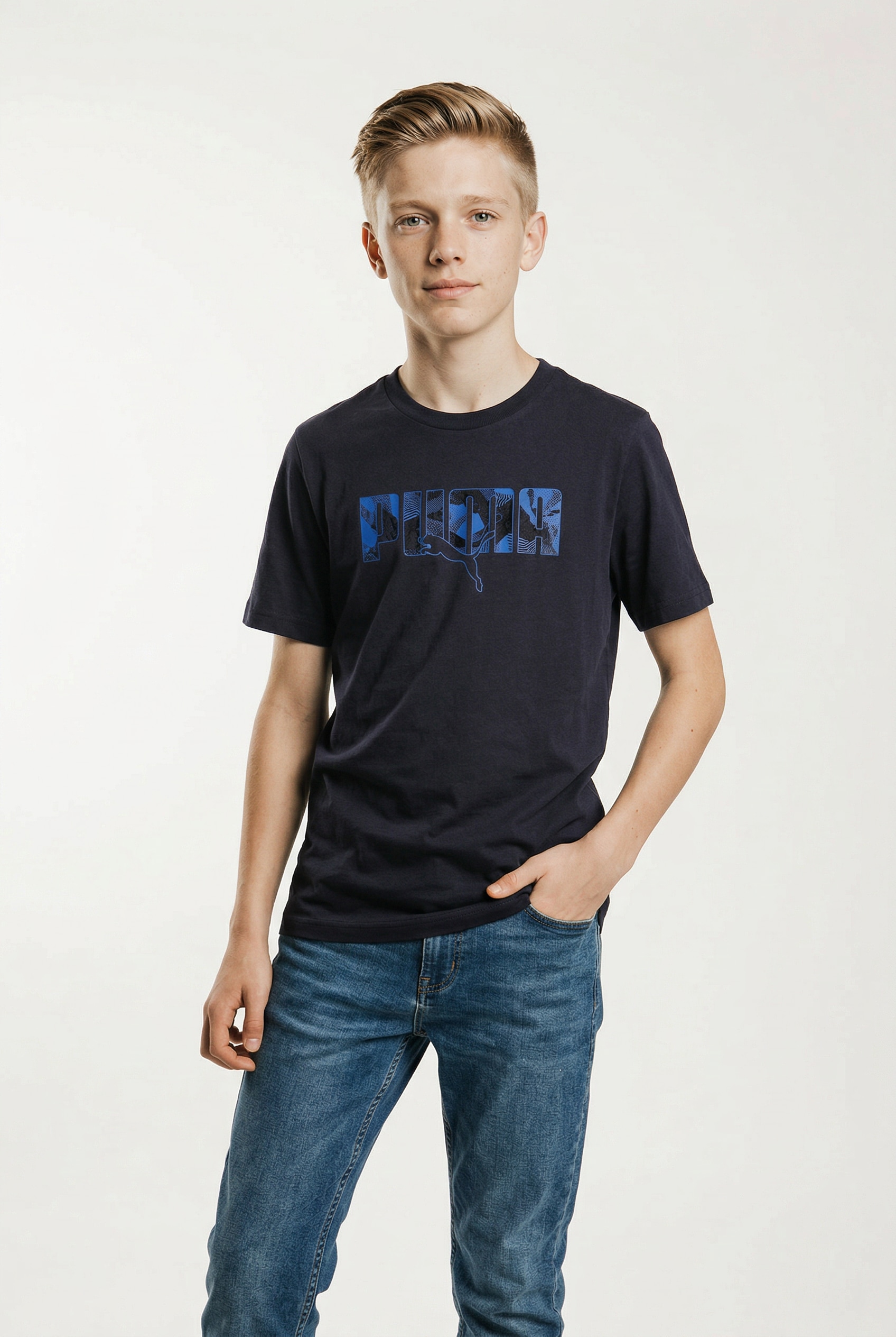 PUMA T-Shirt »ESS LOGO LAB STORY 2 TEE B« Regular Fit, Kurzarm, Rundhalsausschnitt, für Jugendliche