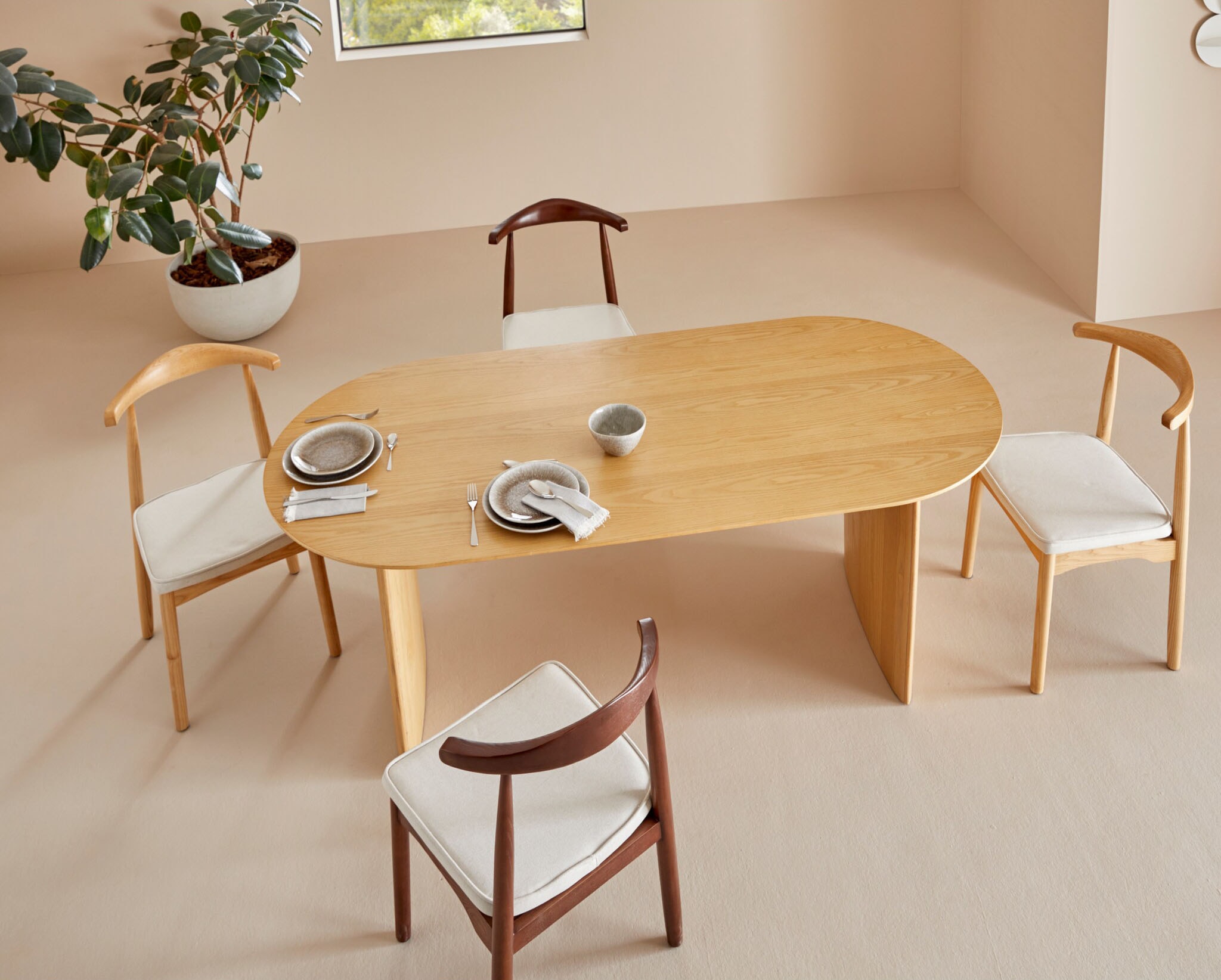 LeGer Home by Lena Gercke Esszimmerstuhl »Rianne«, (Set), 2 St., Gestellrahmen aus massivem Eschenholz, Sitzfläche mit Webstoffkissen