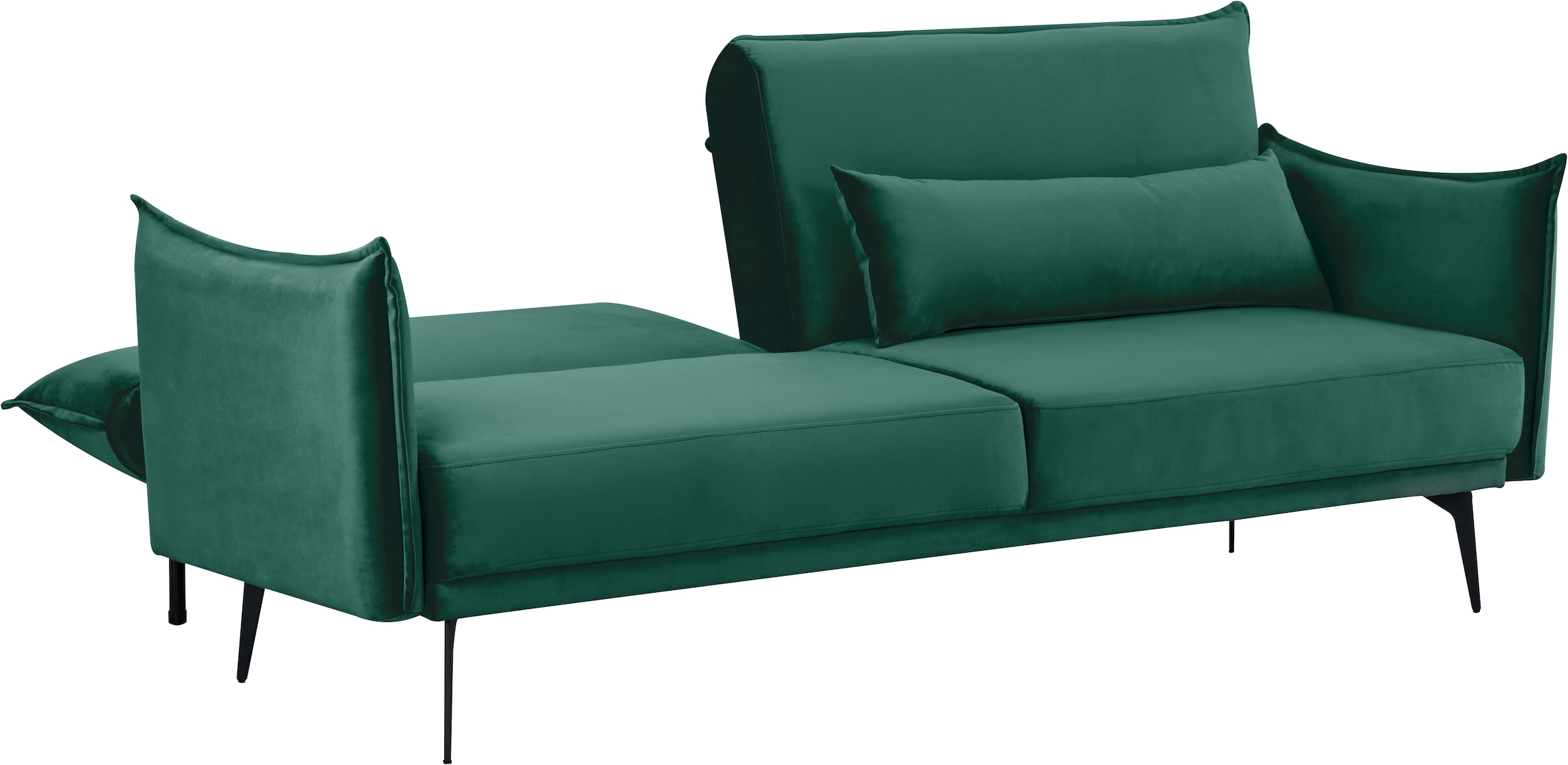 INOSIGN Schlafsofa »TULARE, 204 cm, klappbarer 3-Sitzer mit verstellbarer Rückenlehne,«, Schlaffunktion, Velvet-Samtvelours u. Webstoff