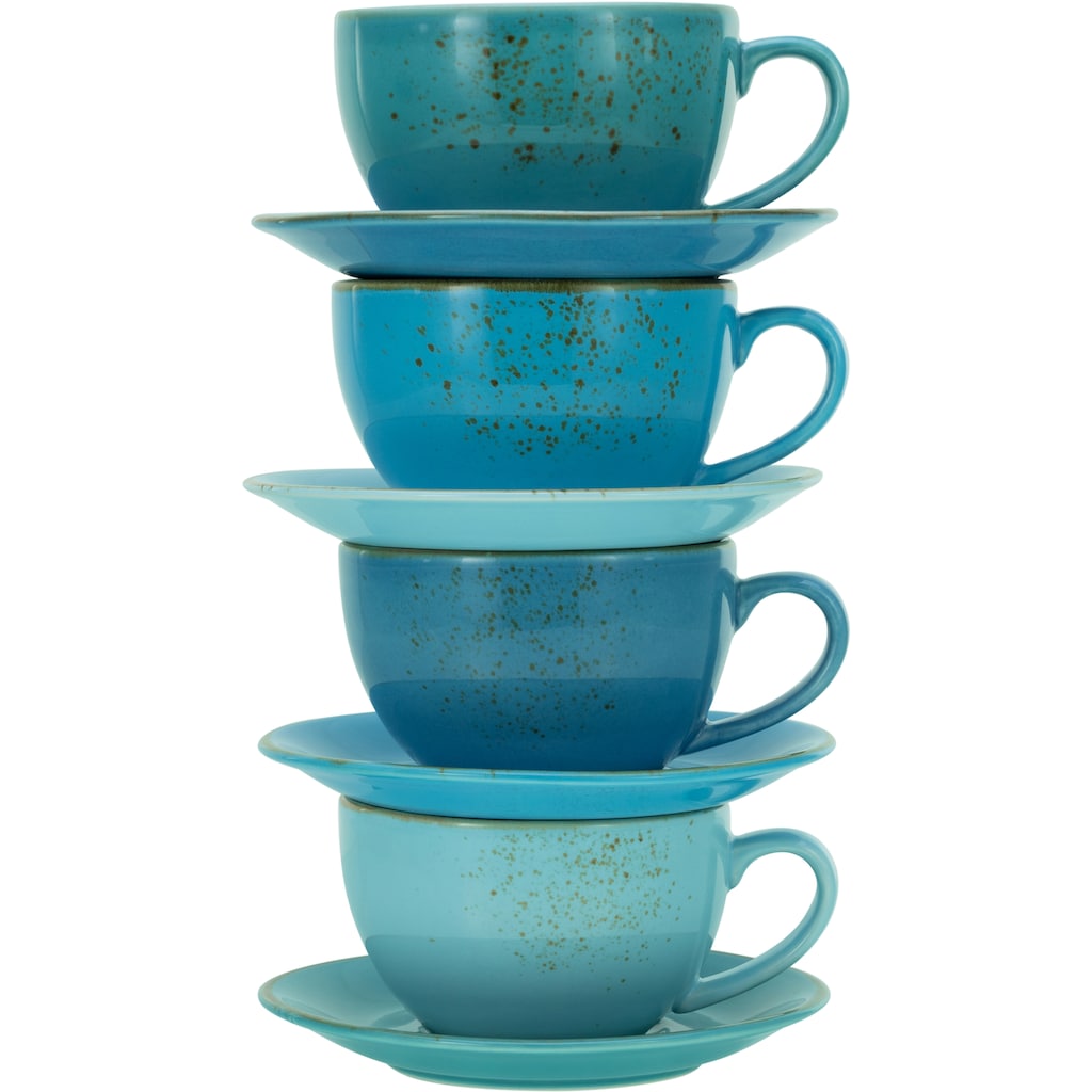 CreaTable Cappuccinotasse »Kaffeetasse NATURE COLLECTION Aqua«, (Set, 8 tlg.)