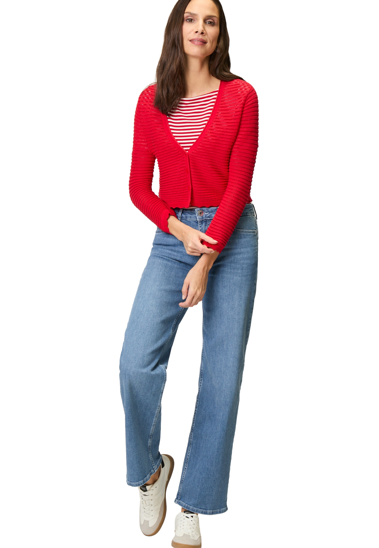 Zero Strickjacke »Strickjacke kurz mit Wellensaum«