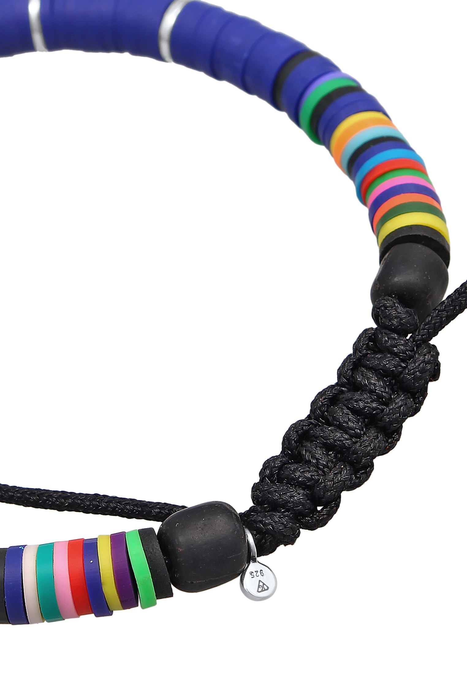 Kuzzoi Armkette »Armband Herren Heishi Glas Beads Textilband 925 Silber«