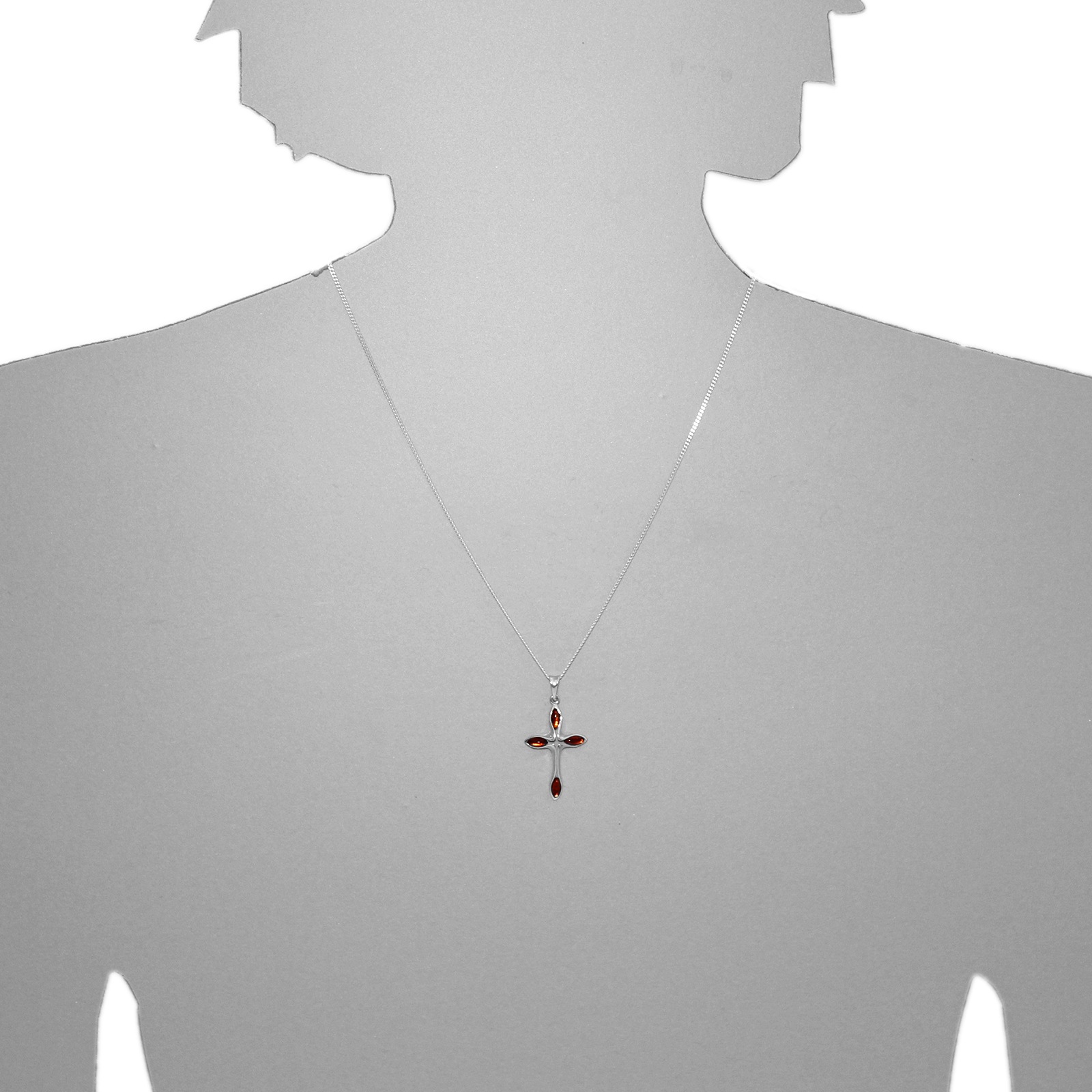 OSTSEE-SCHMUCK Kette mit Anhänger »- Kreuz 30 x 19 mm - Silber 925/000 - Bernstein«