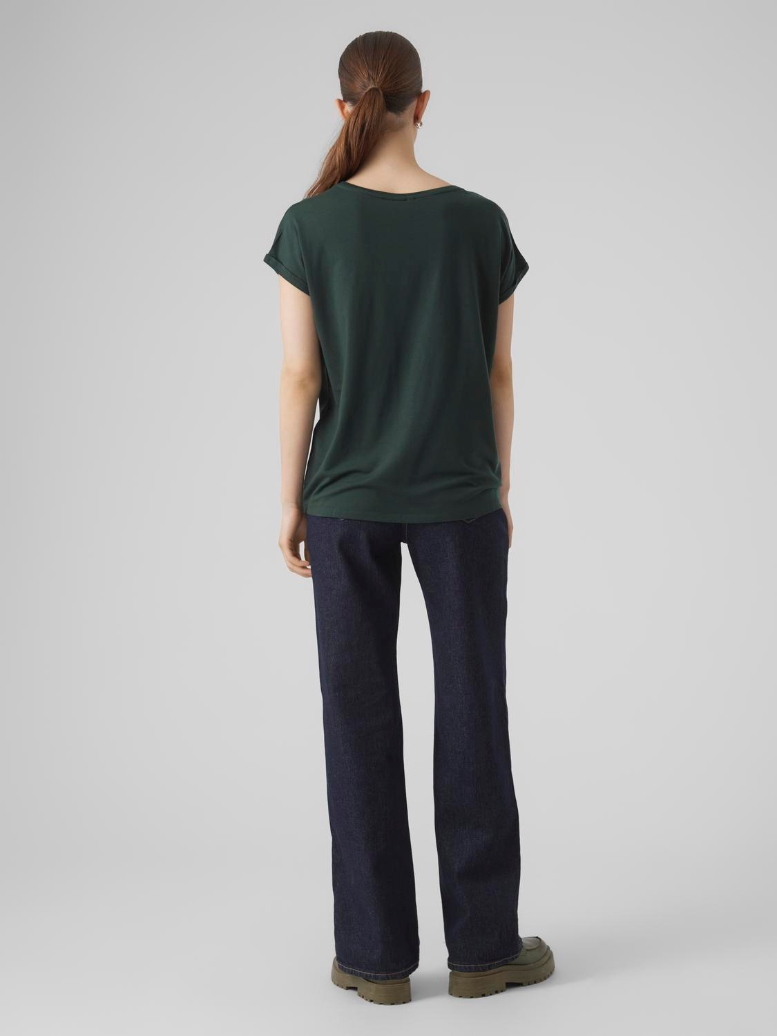 Vero Moda Rundhalsshirt »VMAVA PLAIN SS TOP GAJRS NOOS« Materialmix, regular fit