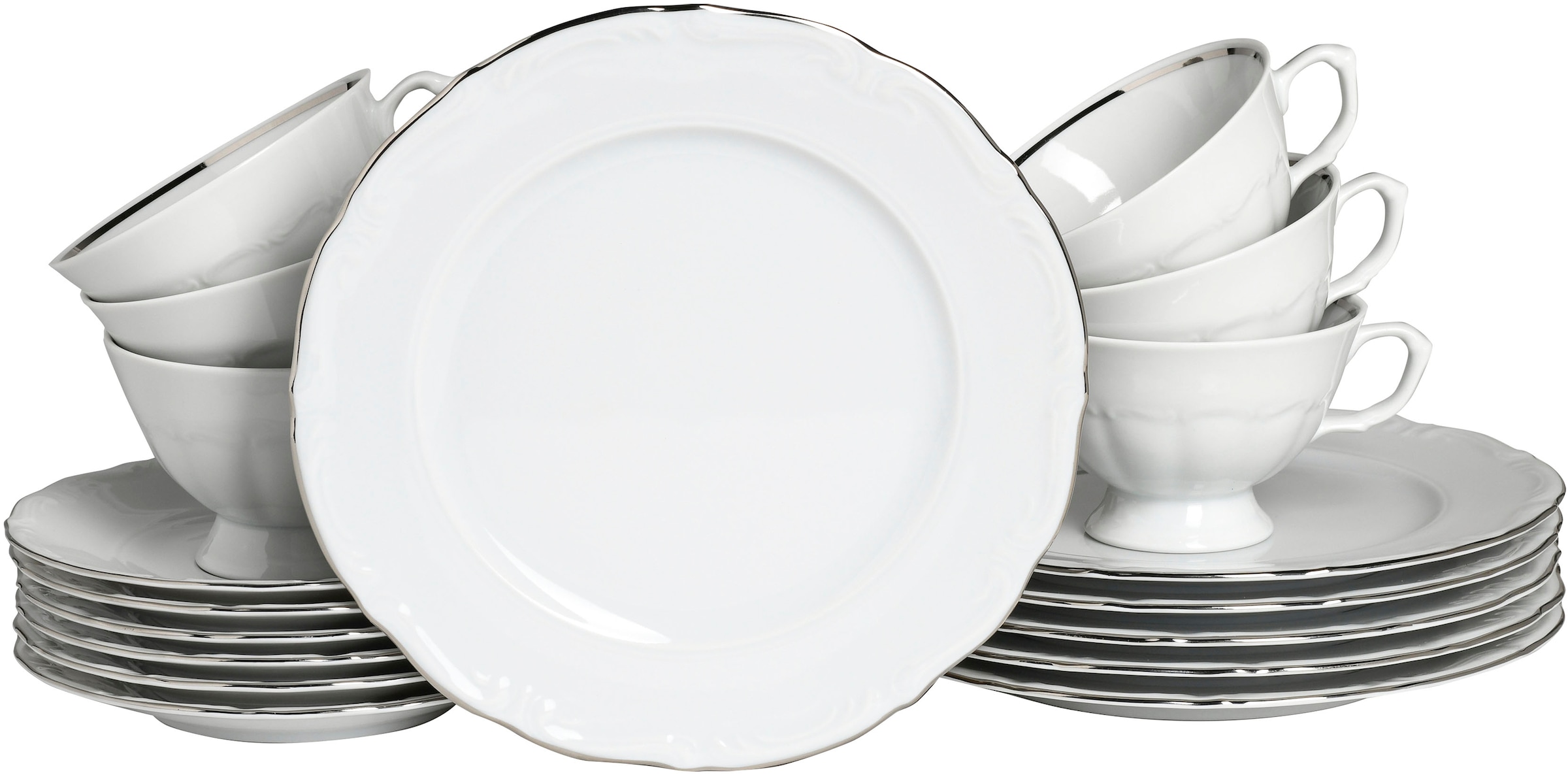 CreaTable Kaffeeservice »Maria Theresia, KaffeeService 18-tlg« Traditionelle Porzellanform