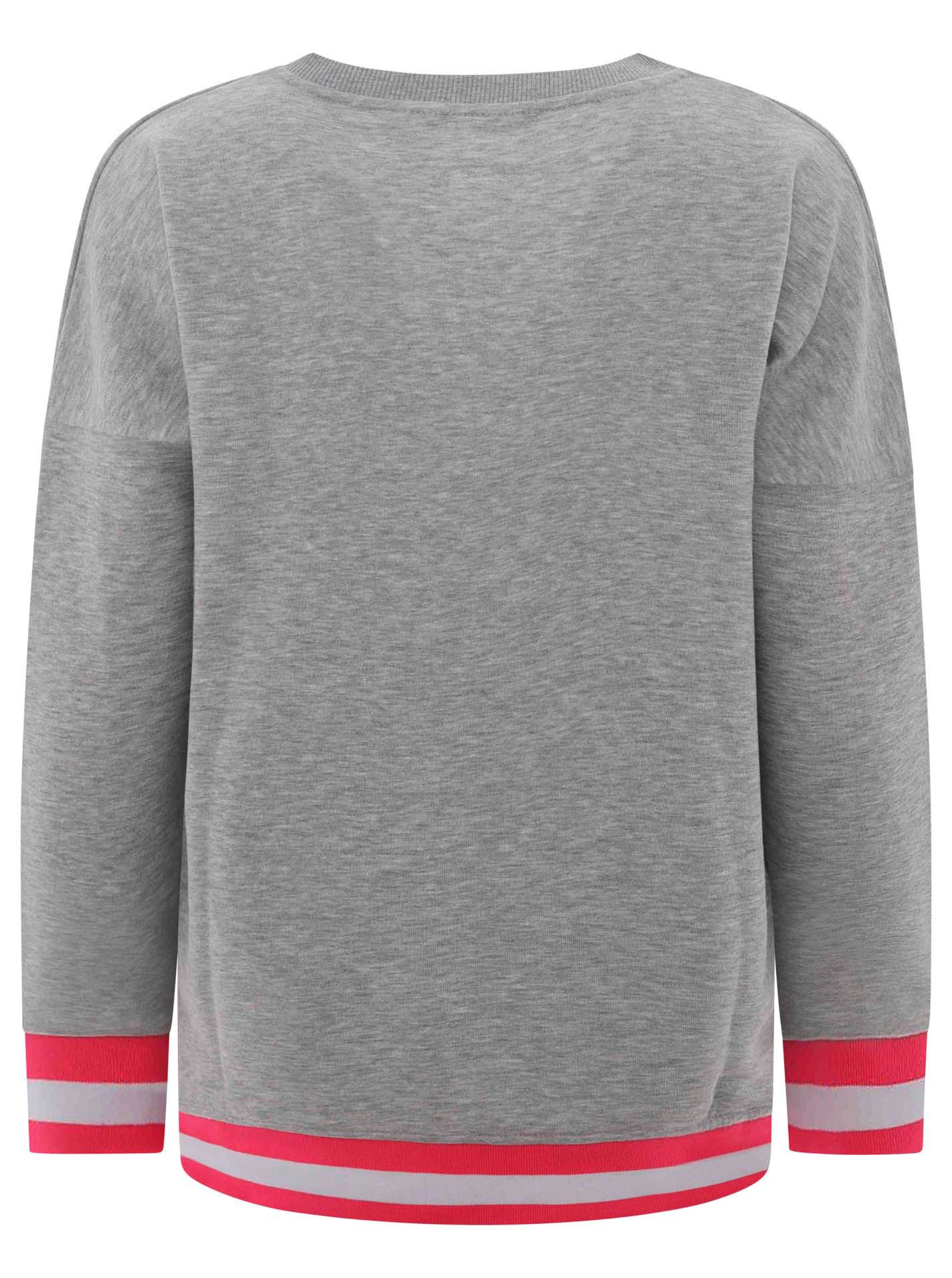 Zwillingsherz Sweatshirt, mit V-Ausschnitt und aufgesticktem "Moin" in Neonfarben