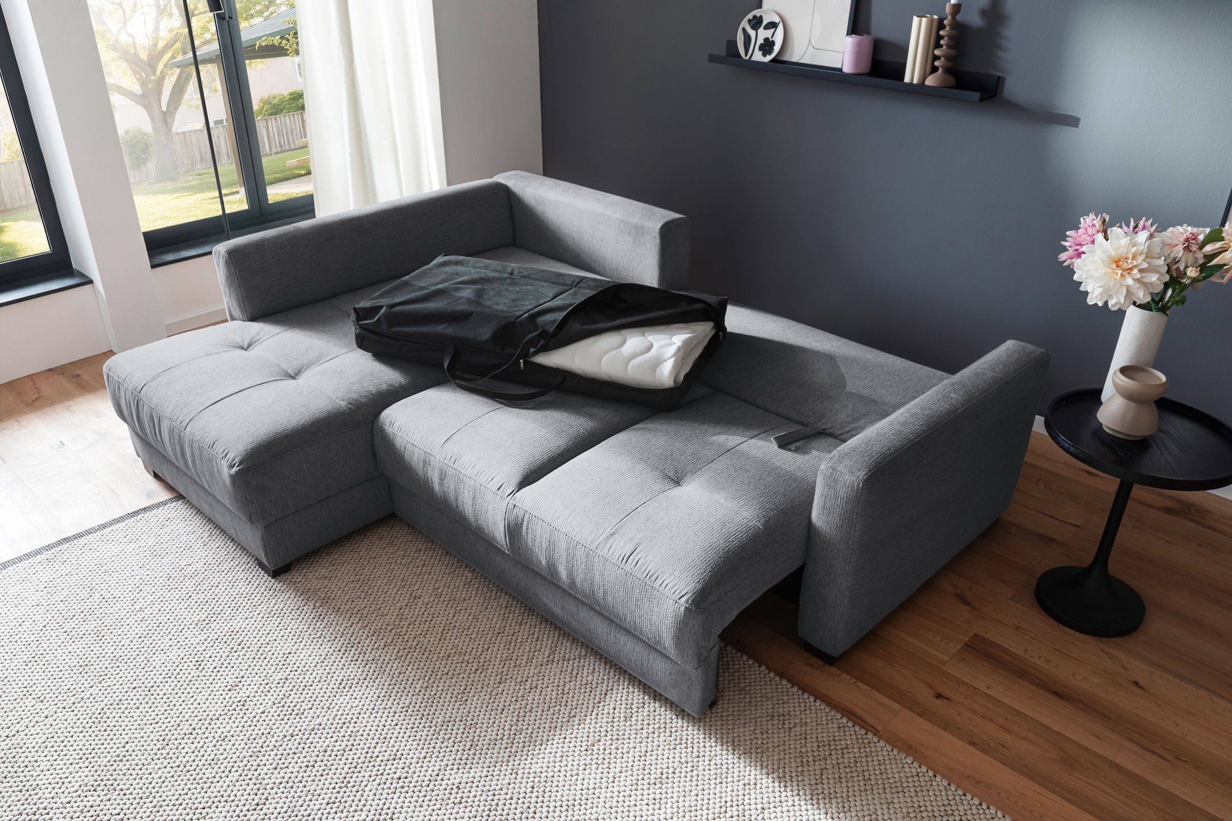 Mr. Couch Ecksofa »Pierre, L-Form mit Taschenfederkern« mit DuraSpring-Taschenfederkern bis 140 kg belastbar